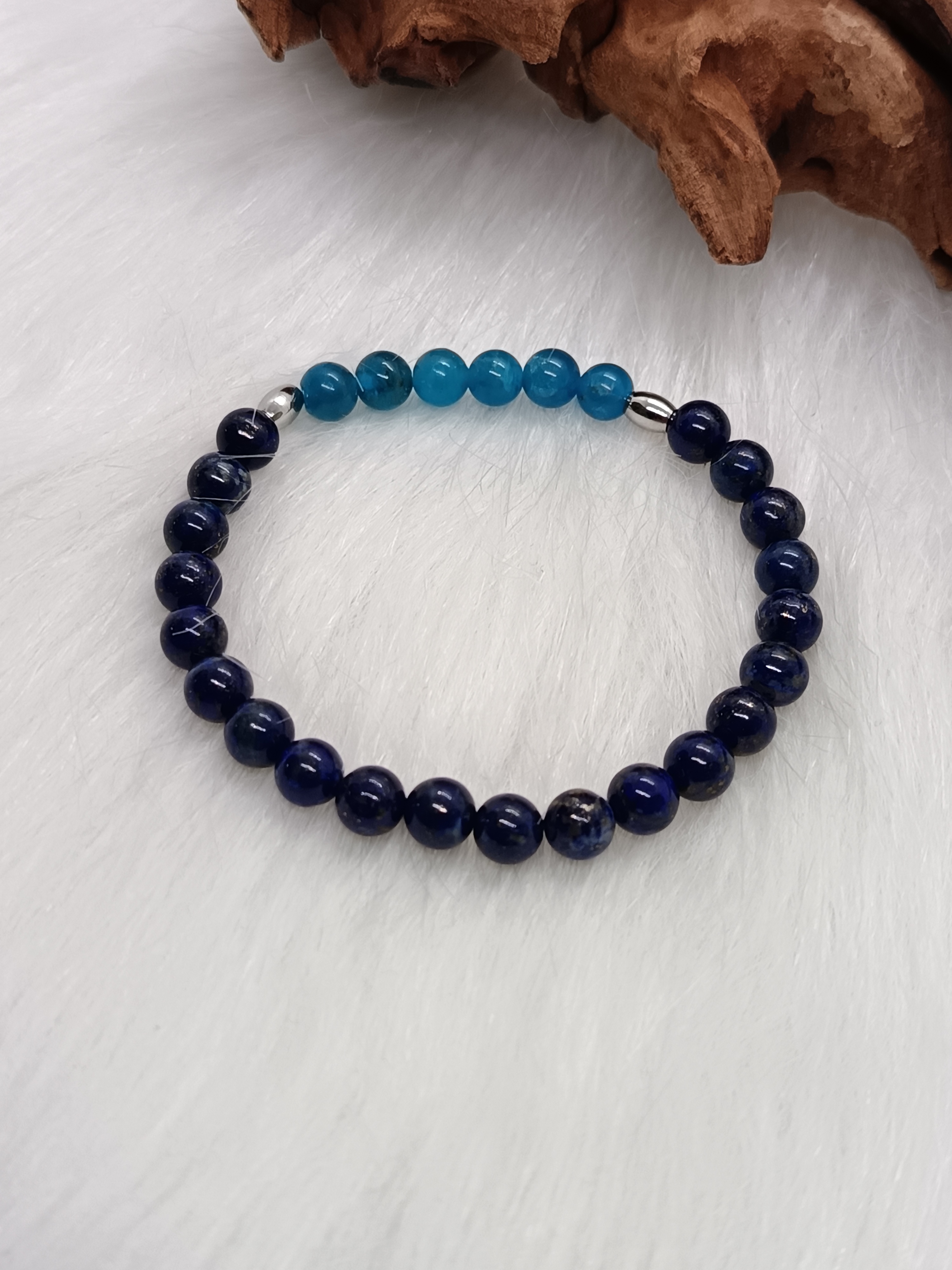 Bracelet "zen" en lapis lazuli et apatite bleue