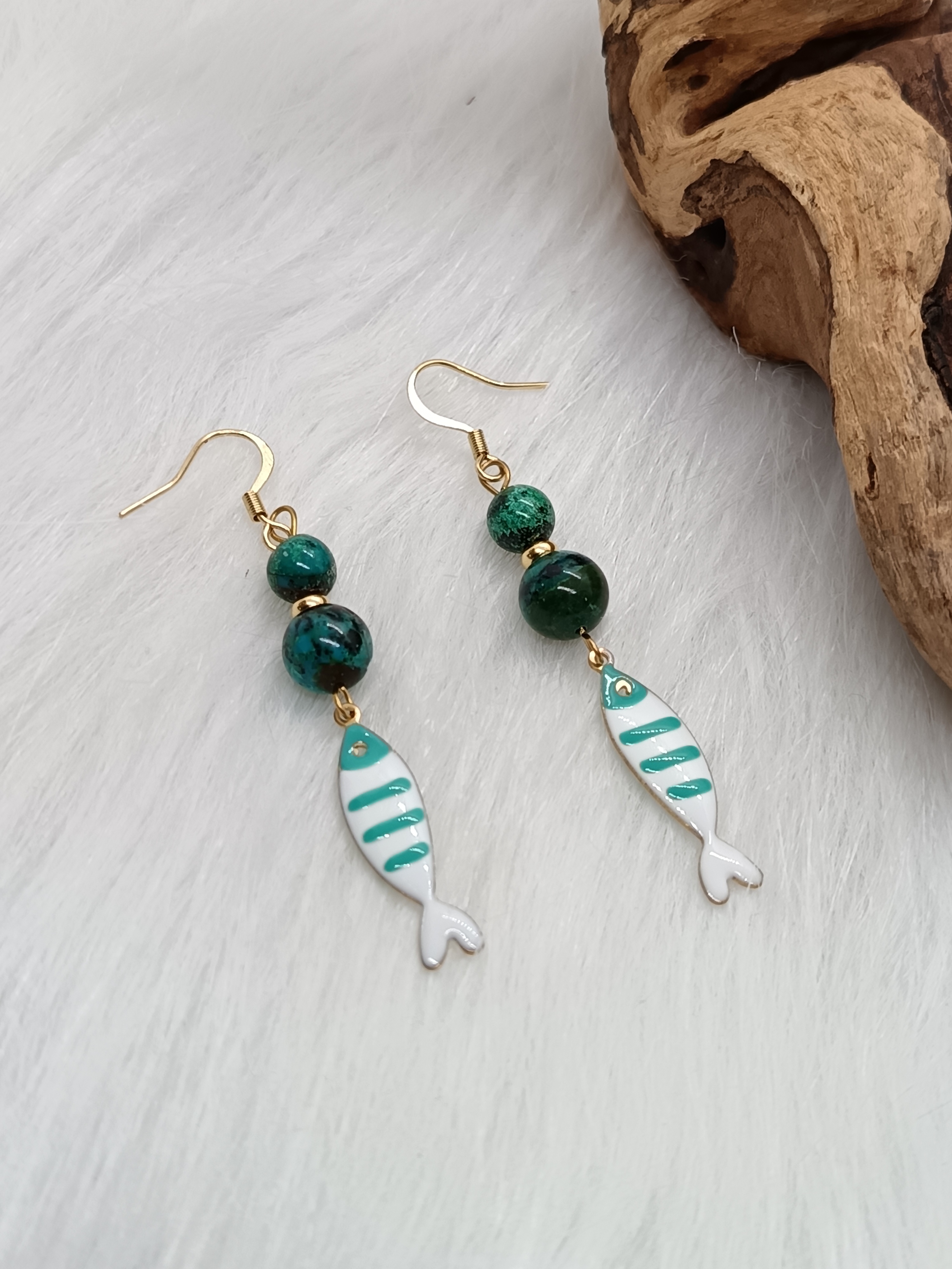 Boucles d'oreilles "petit poisson" en chrysocolle 