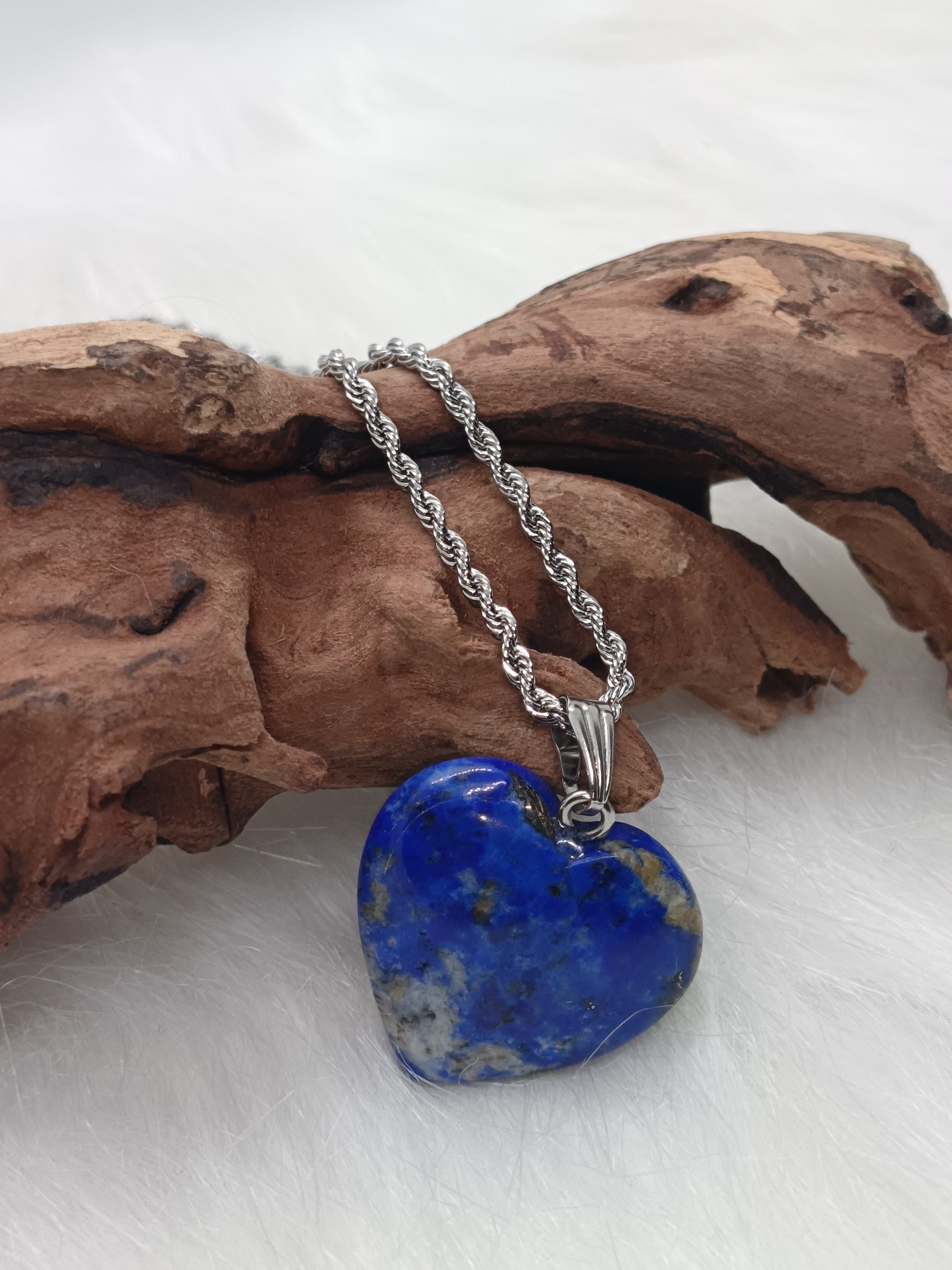 Collier "mon cœur" en lapis lazuli 