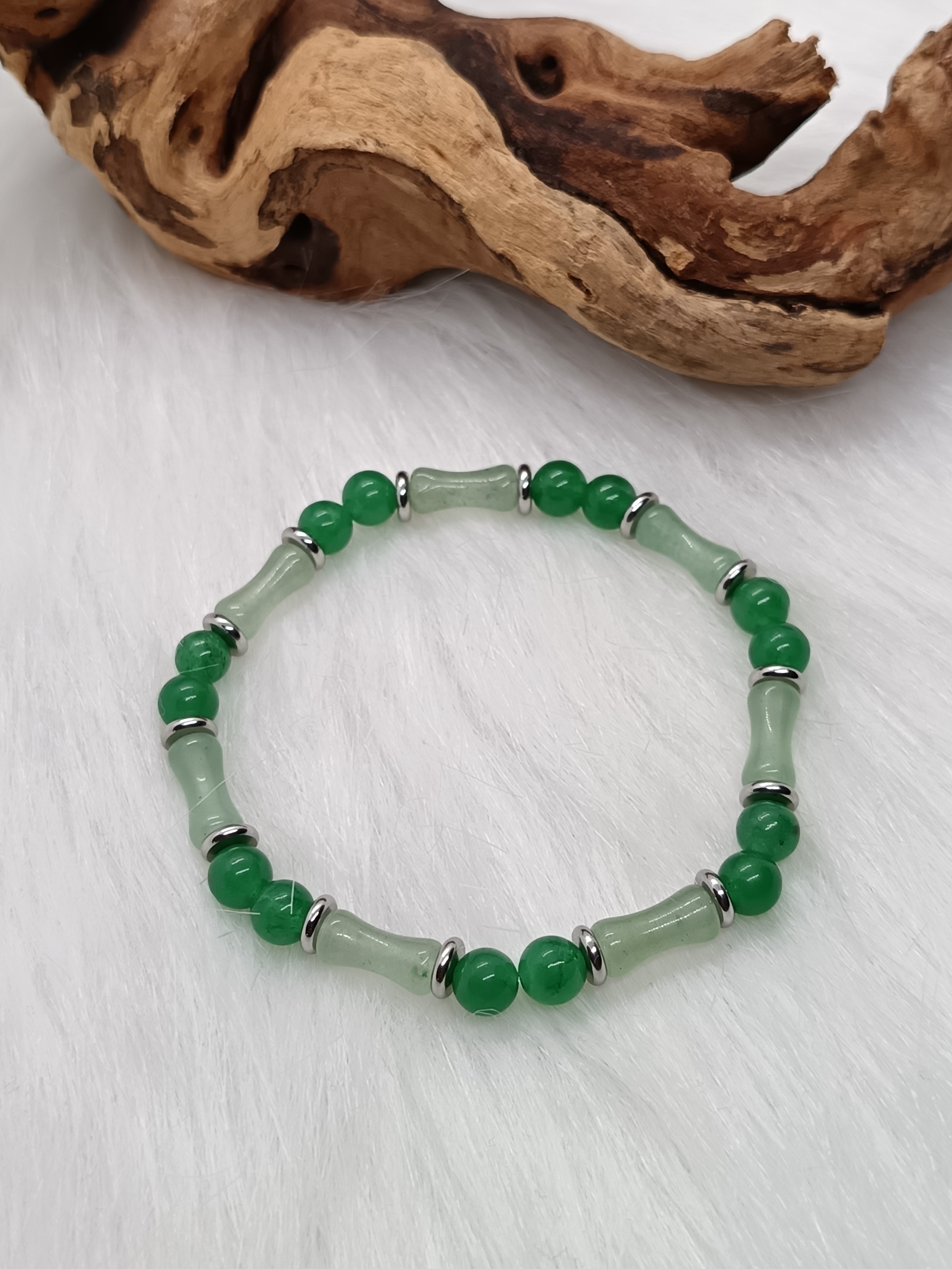 Bracelet "bambou" en aventurine verte