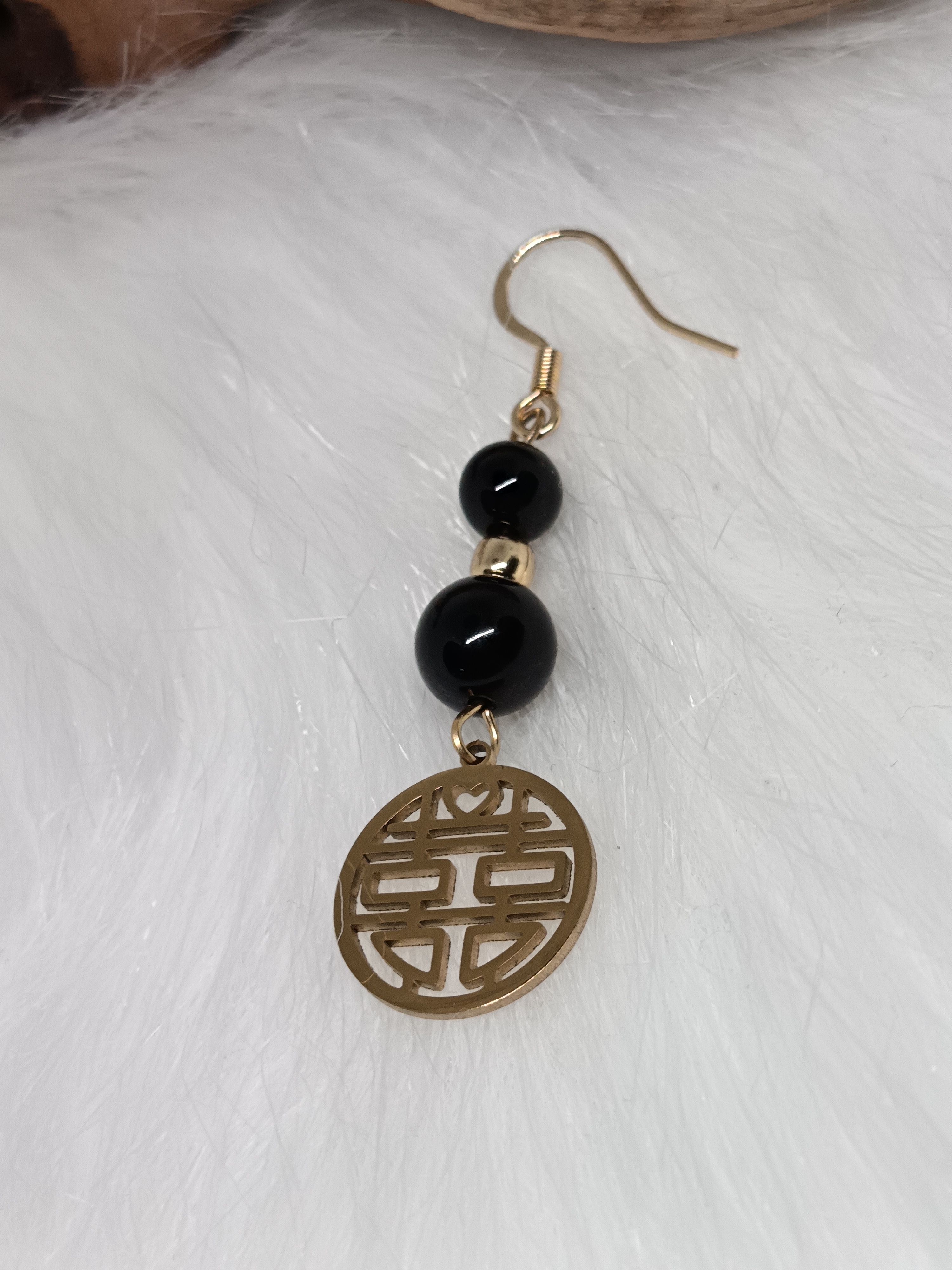 Boucles d'oreilles "protection" en onyx