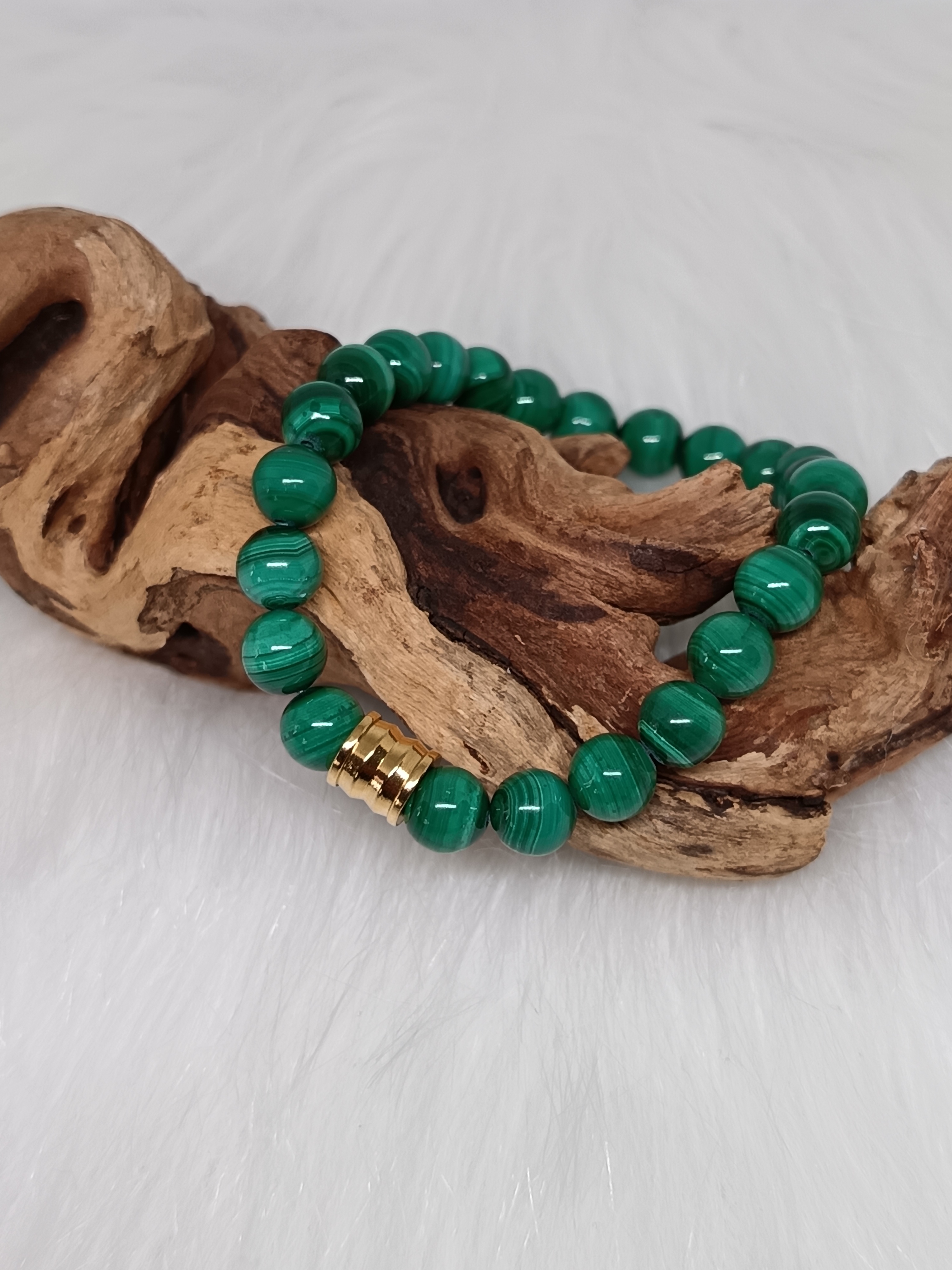 Bracelet "apaisant" en malachite naturelle 