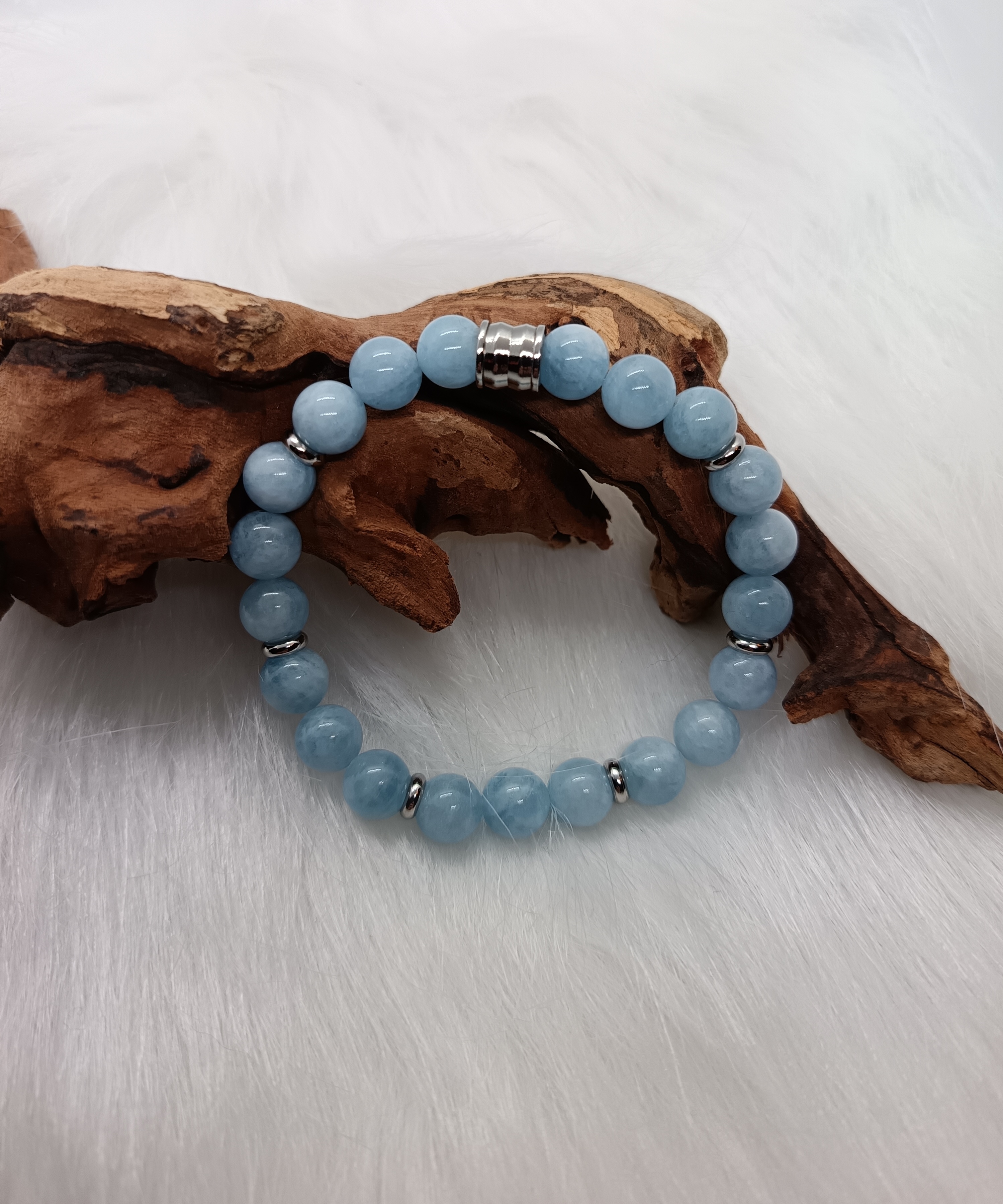 Bracelet "positivité" en aigue-marine