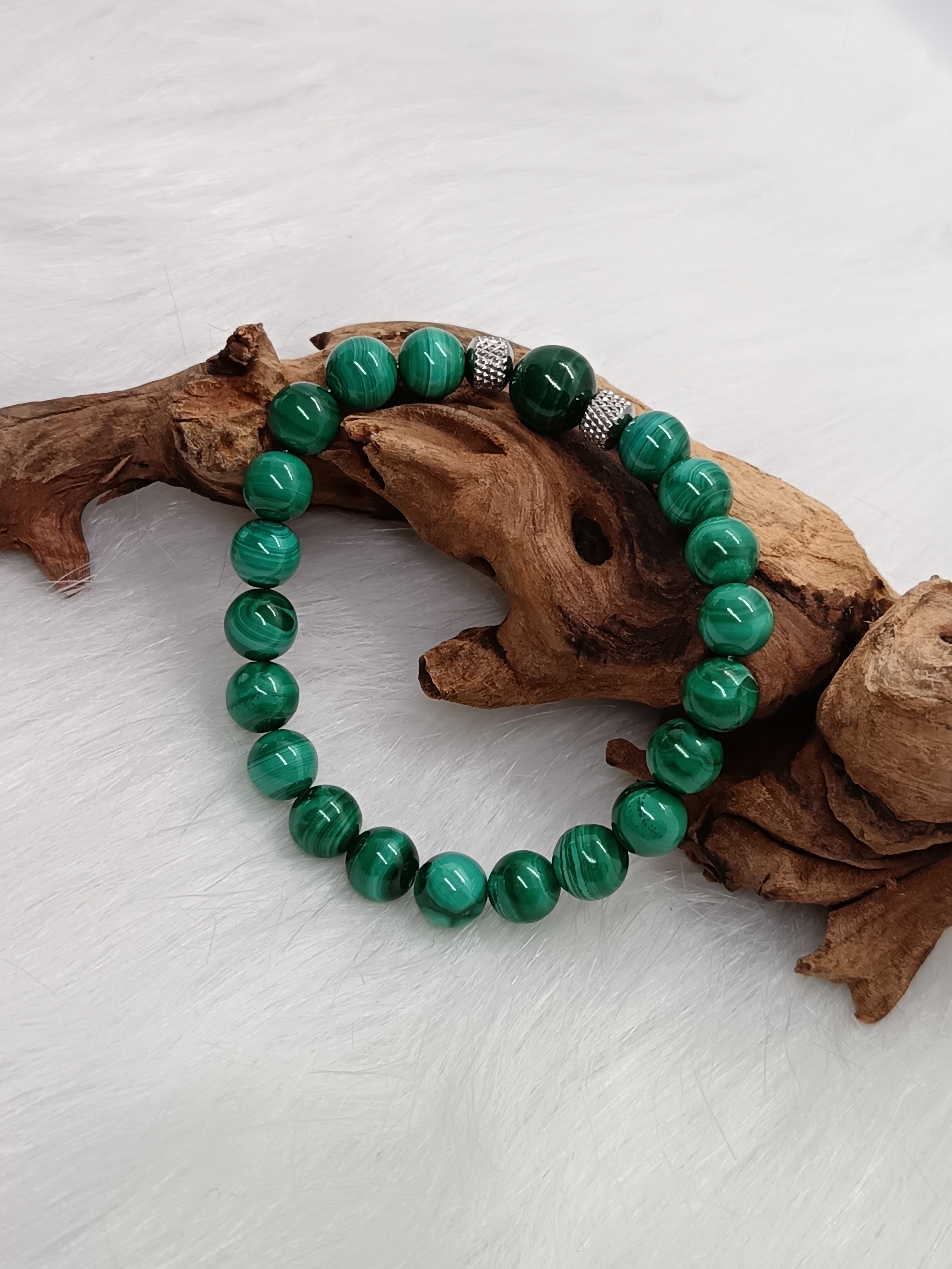 Bracelet "apaisant" en malachite naturelle