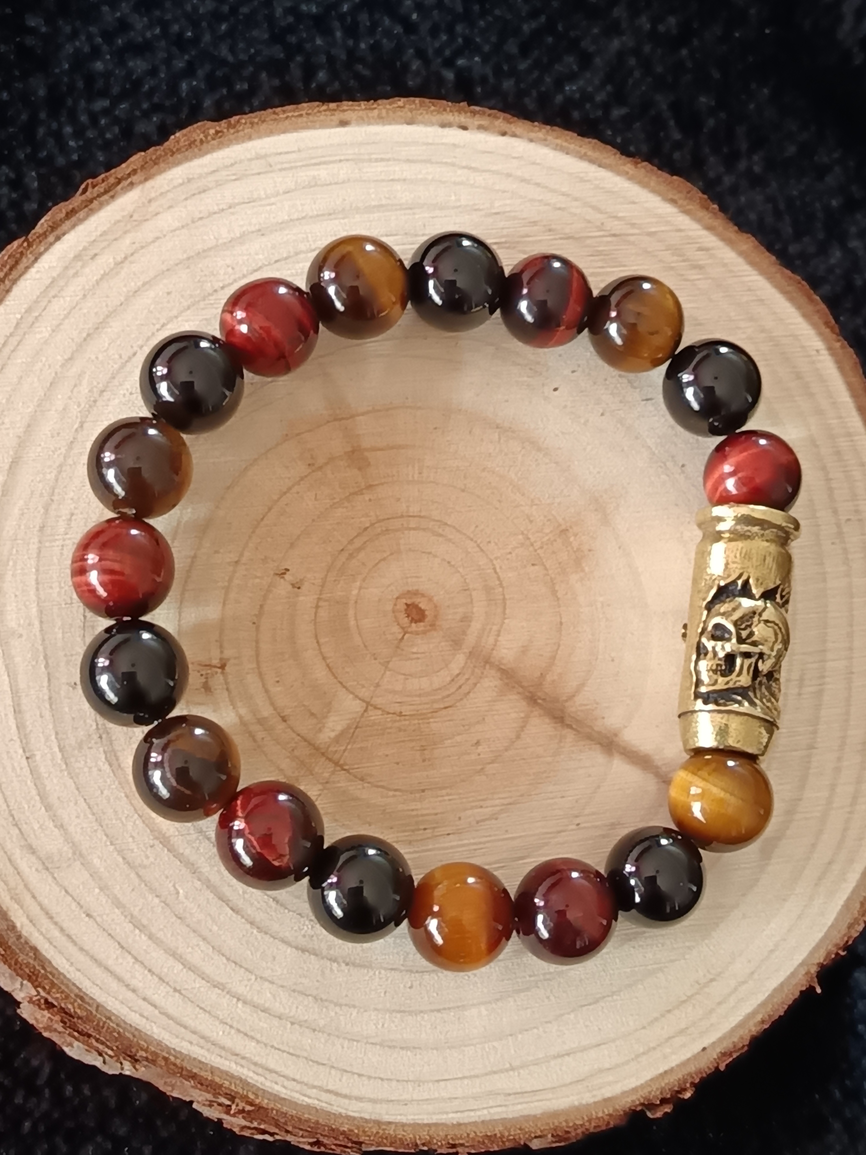 Bracelet "protection" en œil de tigre, onyx et œil de taureau