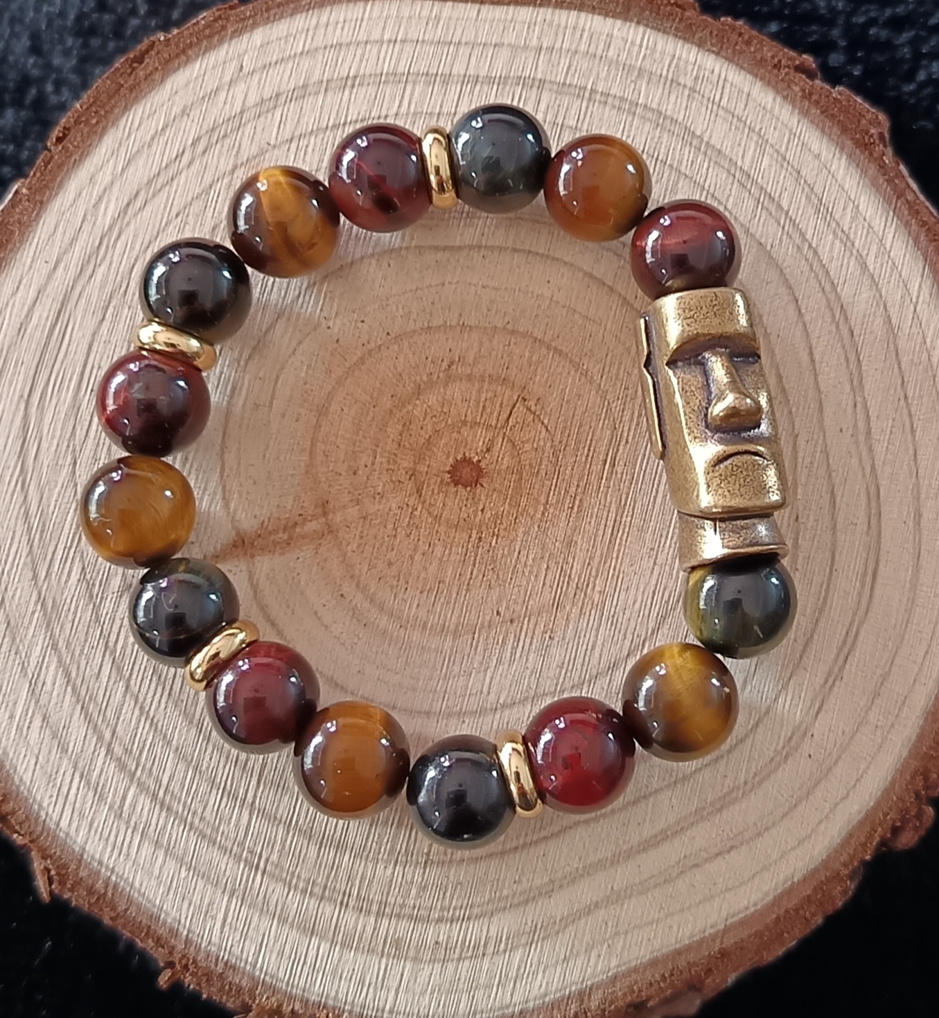 Bracelet "protection" en œil de tigre, faucon et taureau