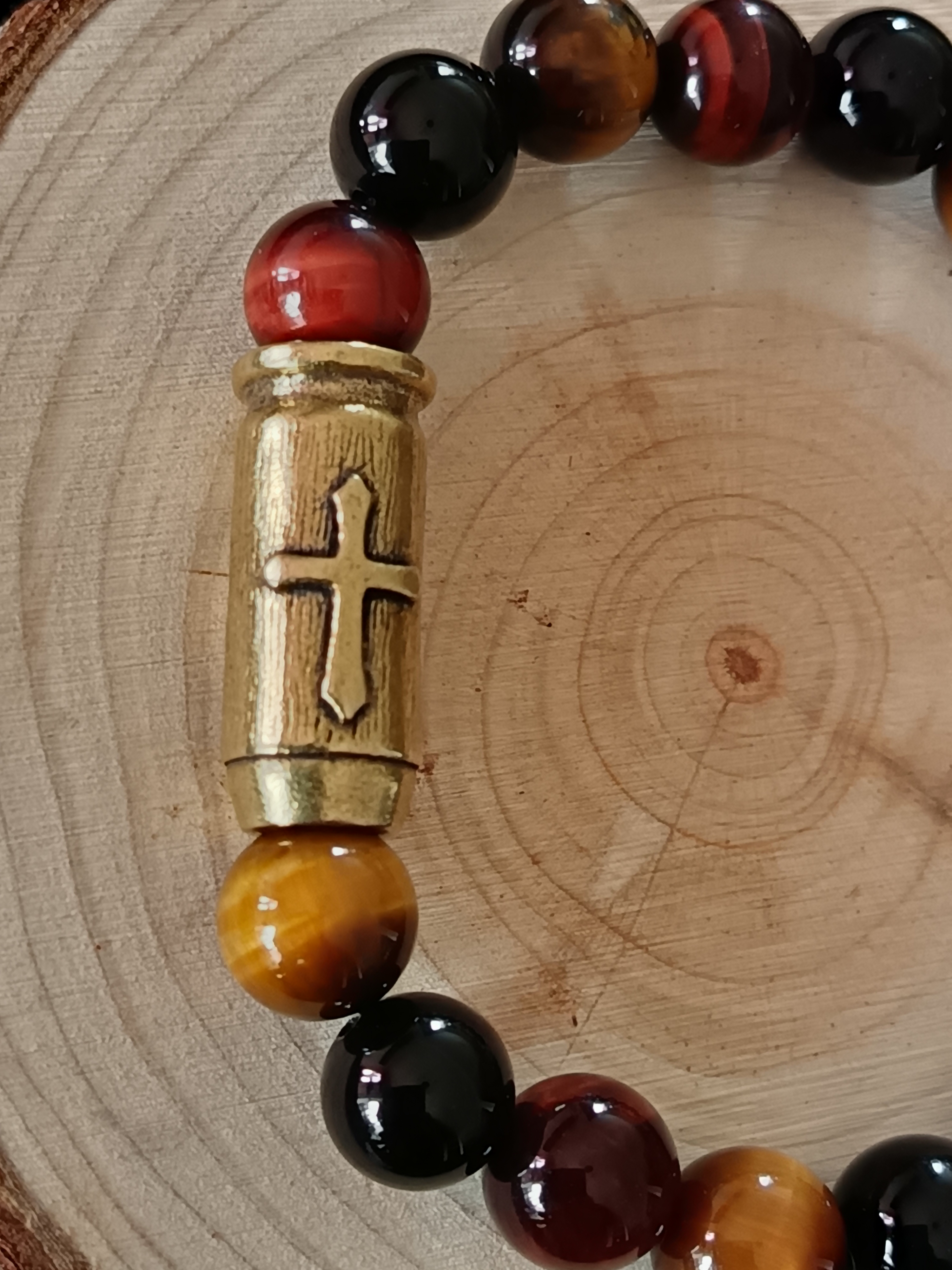 Bracelet "protection" en œil de tigre, onyx et œil de taureau