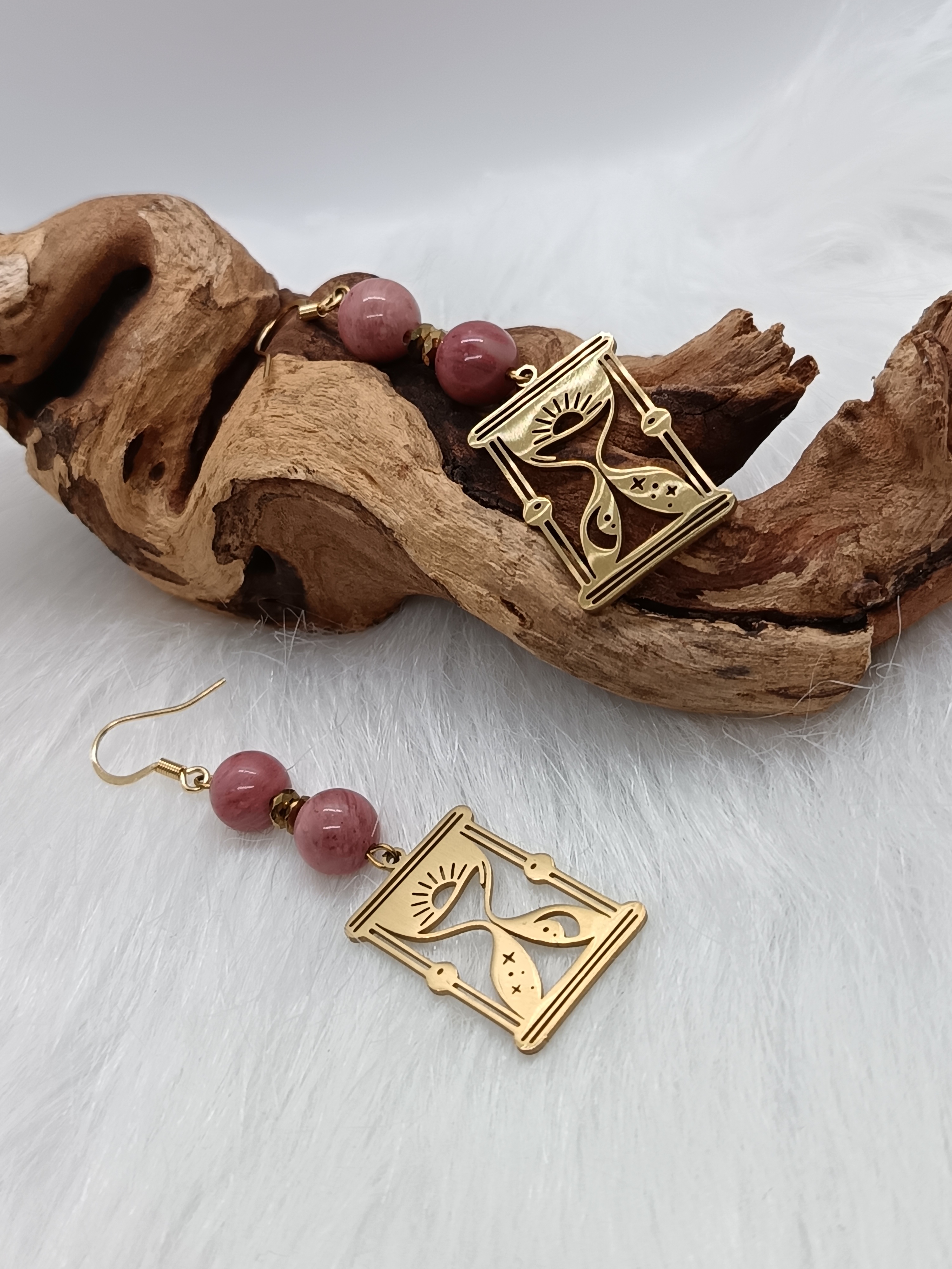 Boucles d'oreilles "bien-être" en rhodonite