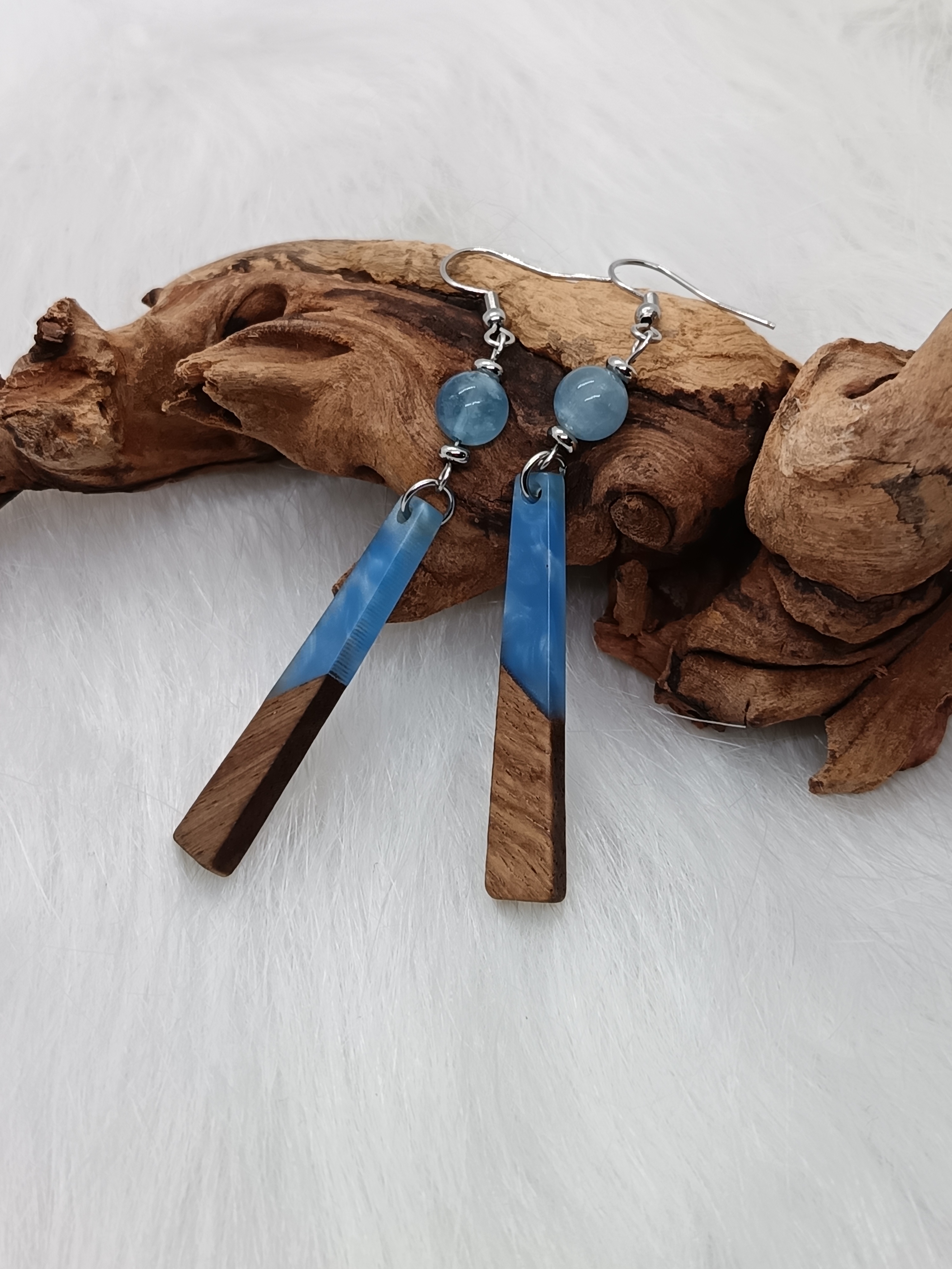 Boucles d'oreilles "apaisantes" en aigue-marine