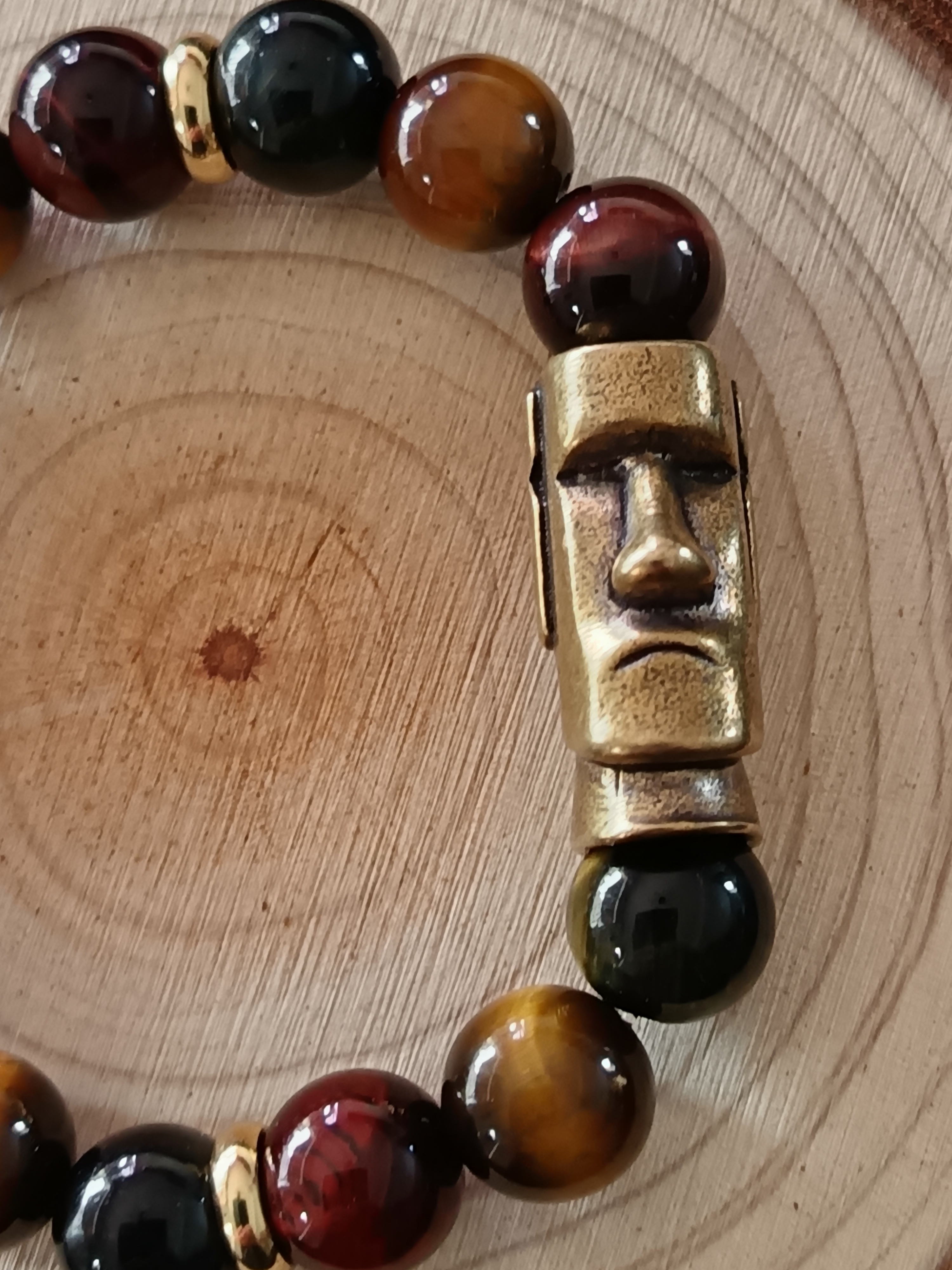 Bracelet "protection" en œil de tigre, faucon et taureau