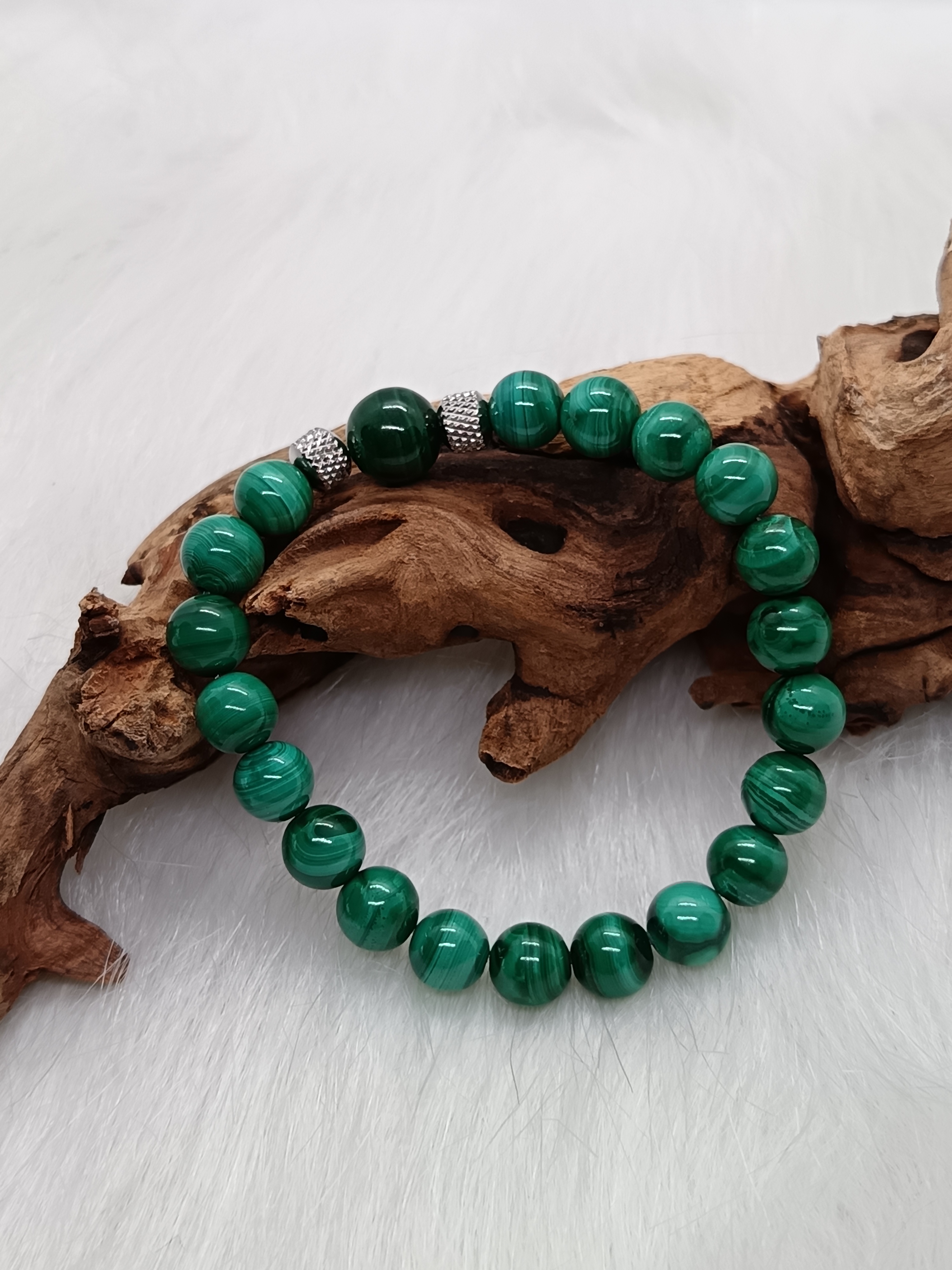 Bracelet "apaisant" en malachite naturelle
