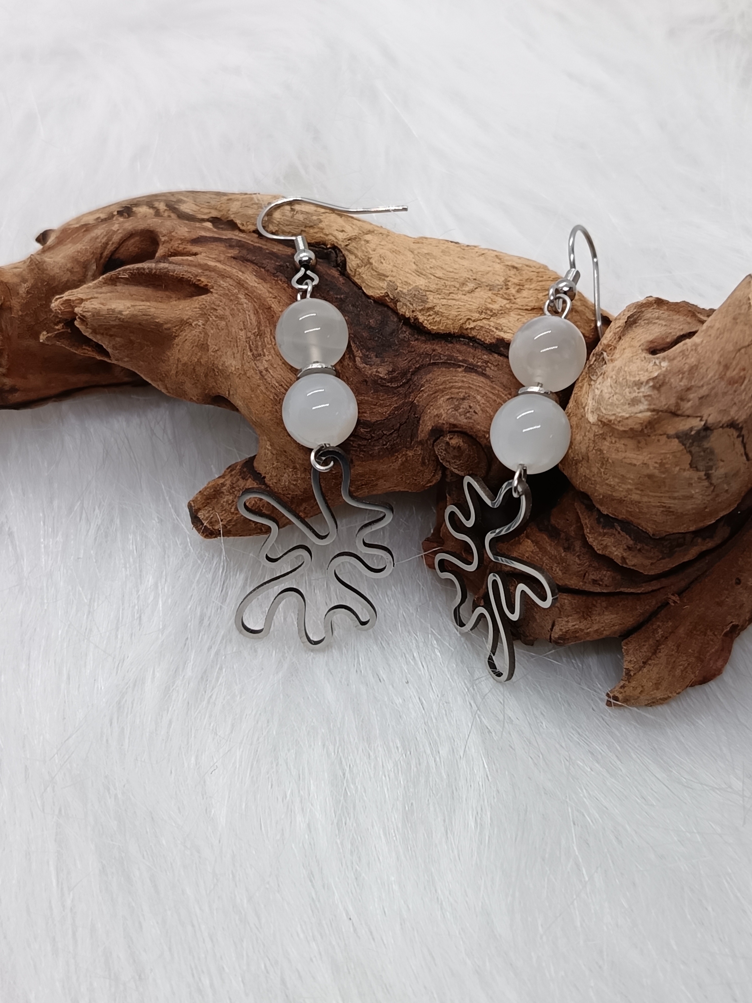 Boucles d'oreilles "splash" en pierre de lune