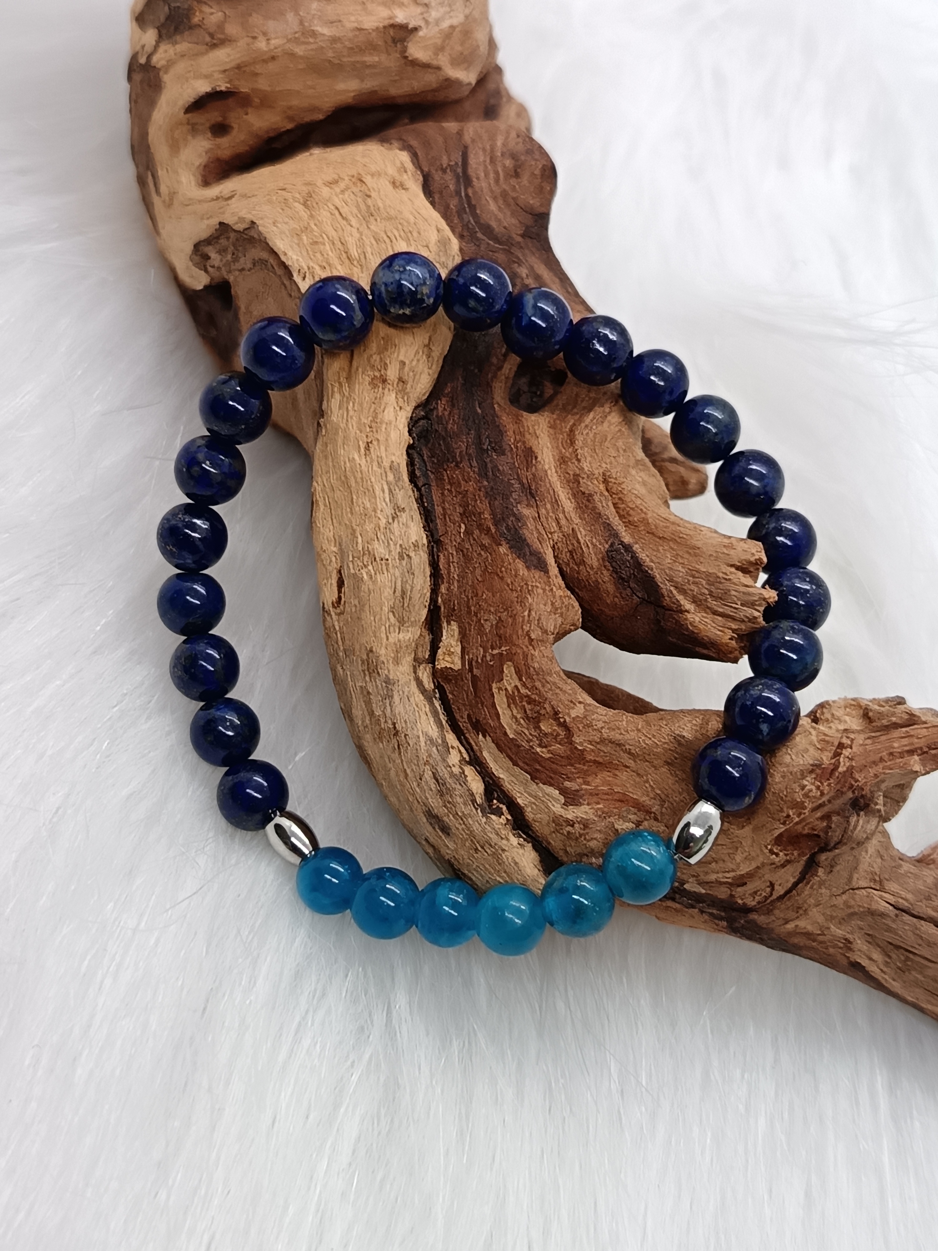 Bracelet "zen" en lapis lazuli et apatite bleue