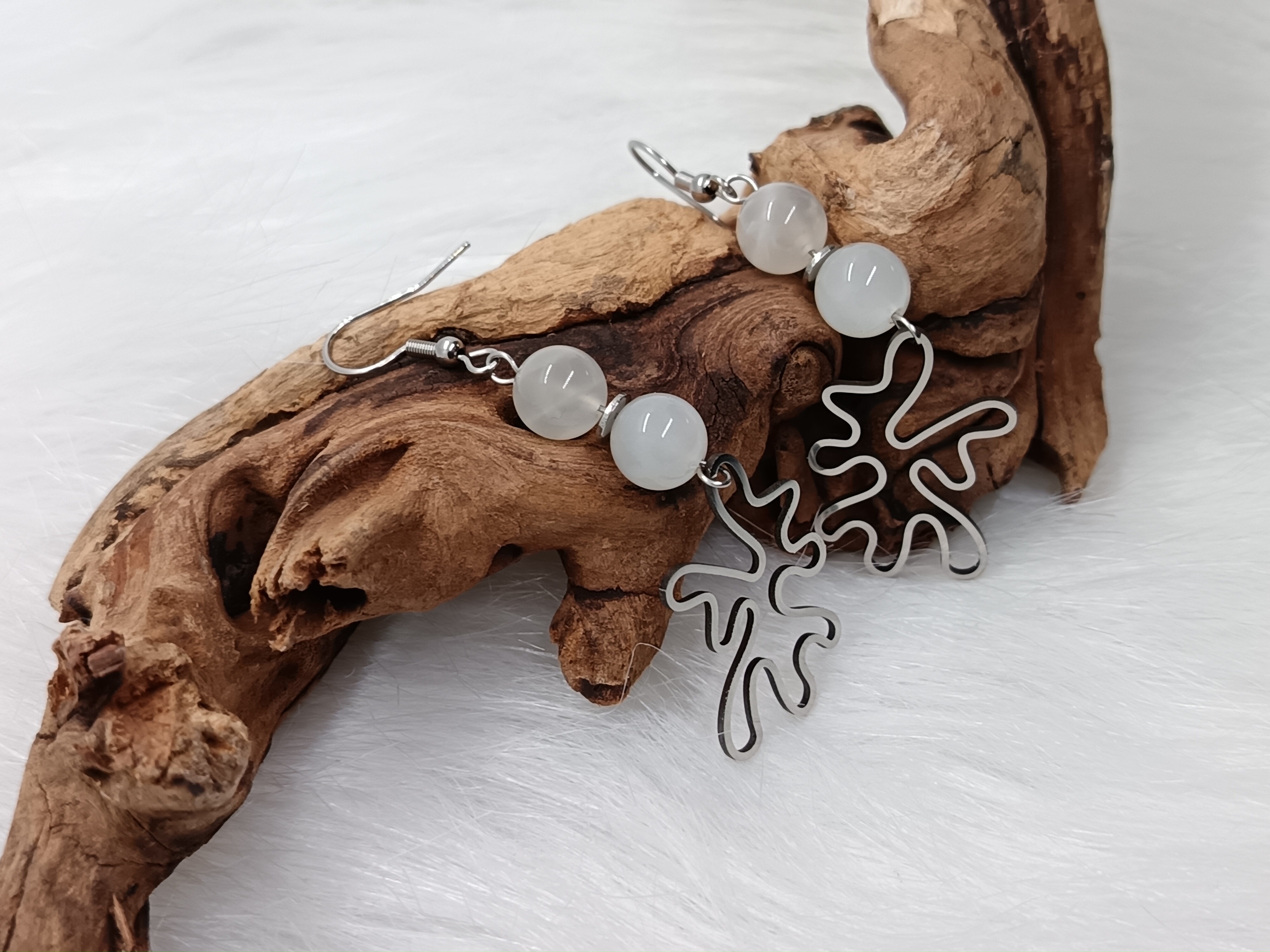 Boucles d'oreilles "splash" en pierre de lune