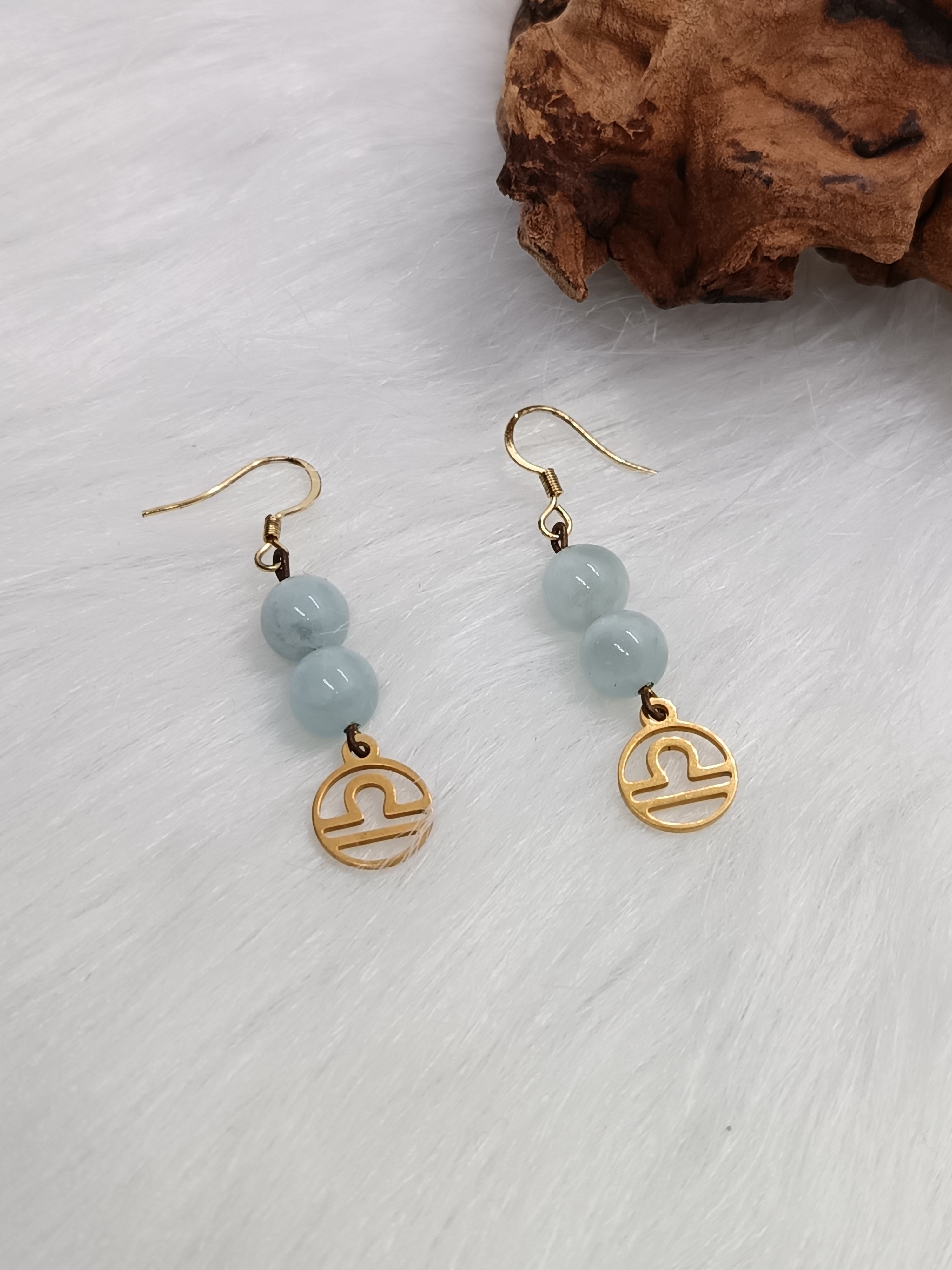 Boucles d'oreilles "balance" en aigue-marine 