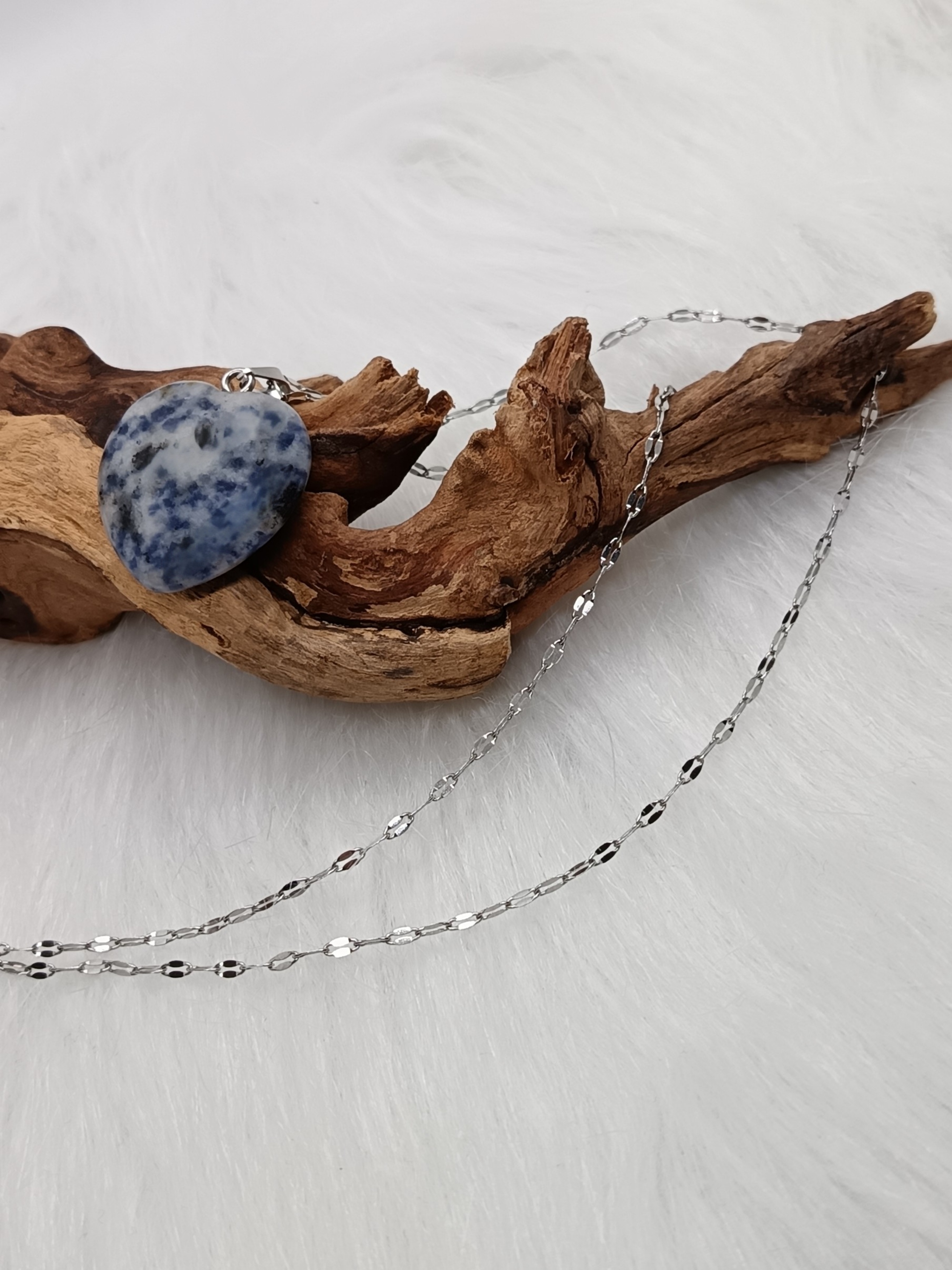 Collier "mon cœur" en sodalite