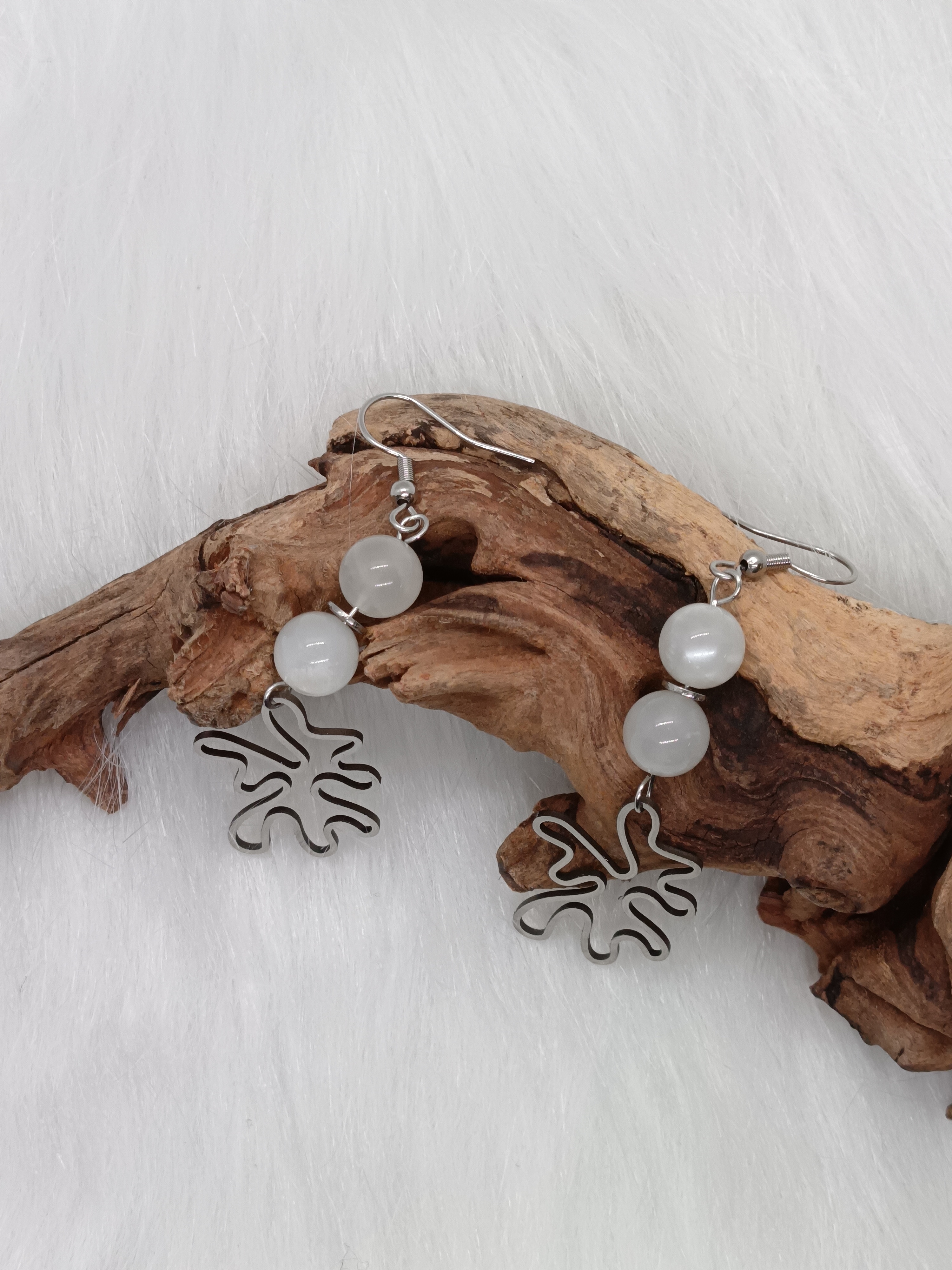 Boucles d'oreilles "splash" en pierre de lune