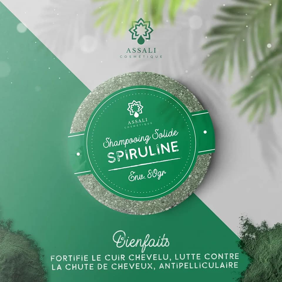 Shampoing solide spiruline