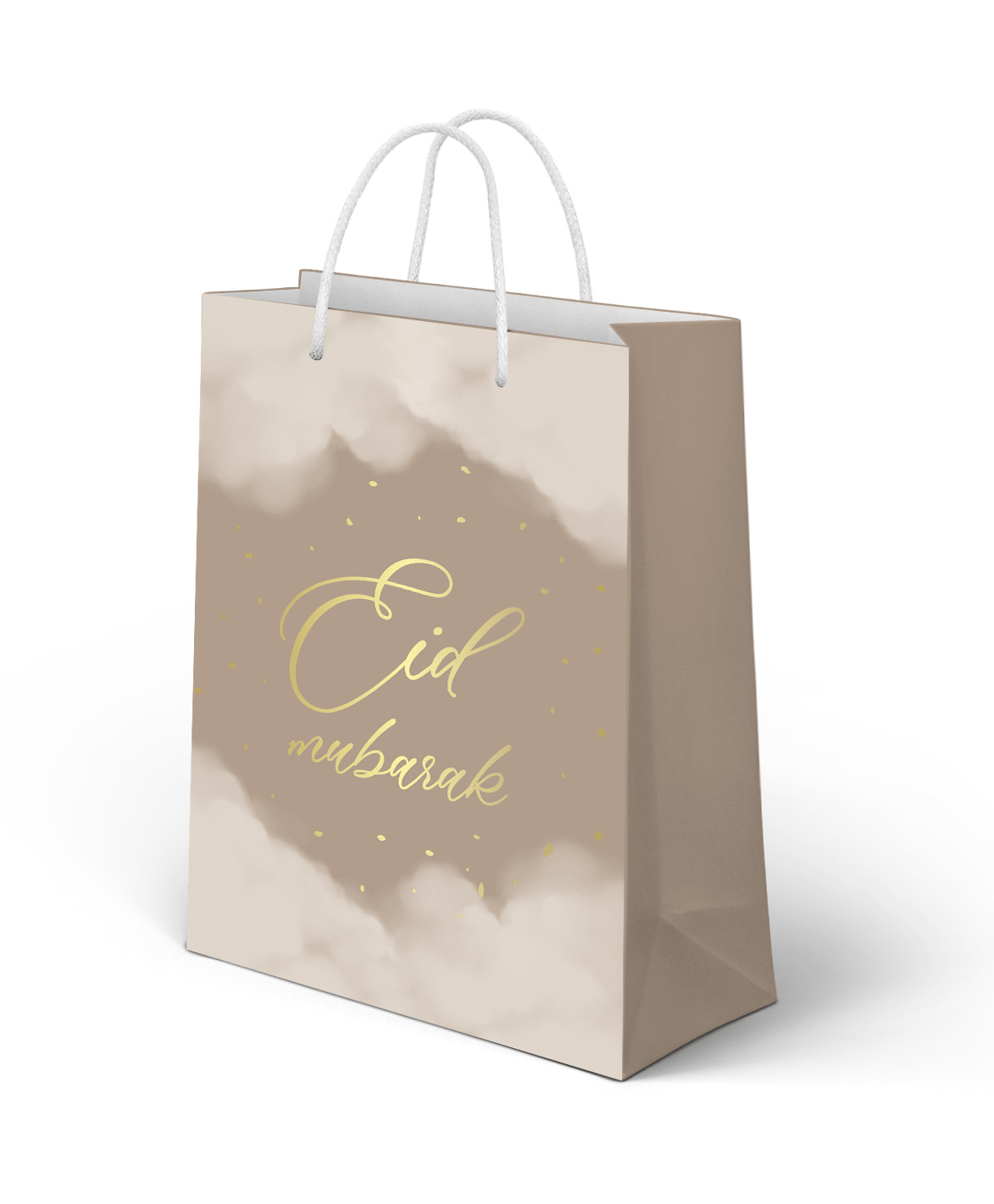 Sac cadeau Eid Mubarak cartonné  Taupe
