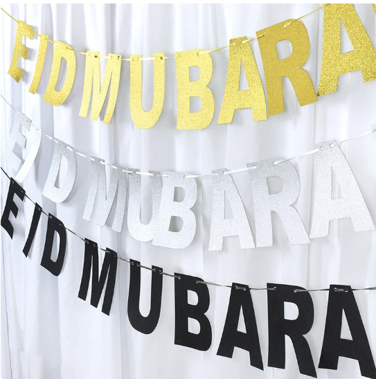 Guirlande Paillette Lettre EId mubarak Noir