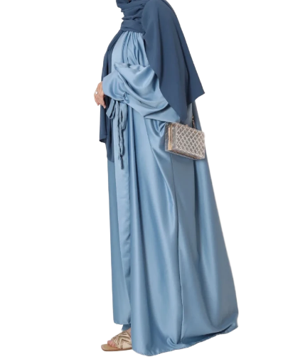 Abaya deux pièces satin avec noeud