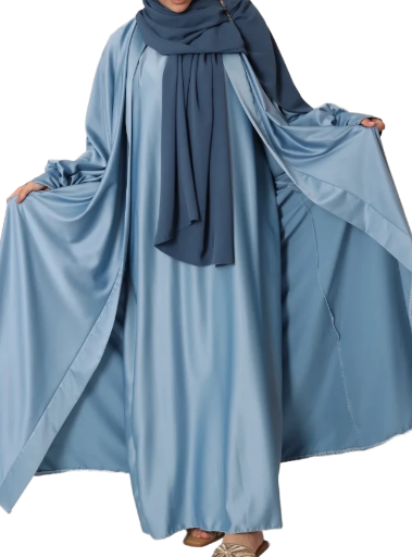 Abaya deux pièces satin avec noeud