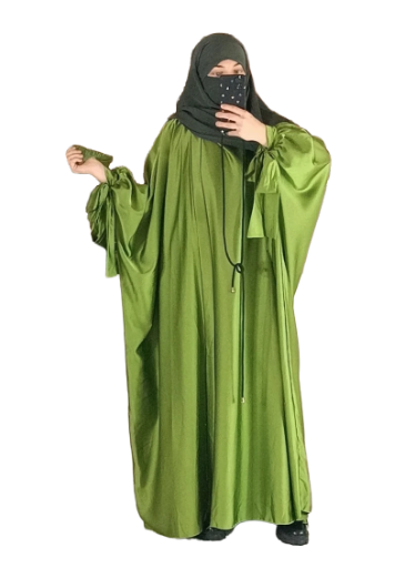 Abaya deux pièces satin avec noeud