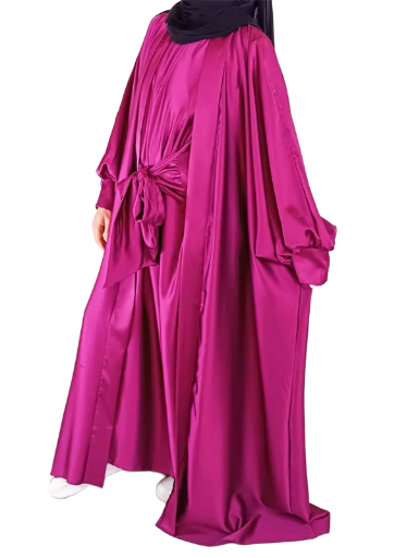 Abaya 2 pièces satin avec noeud