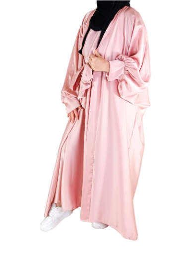 Abaya 2 pièces satin avec noeud