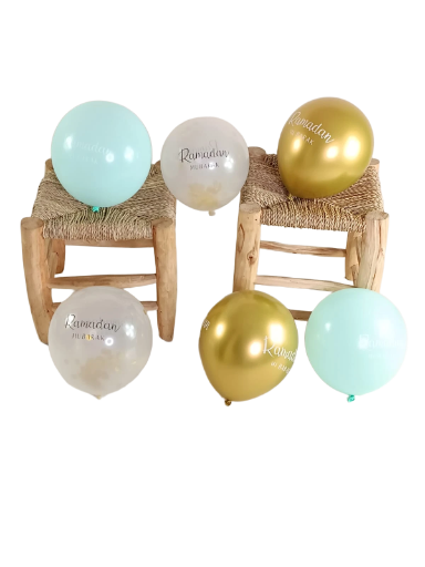 Lot de 6 ballons "ramadan mubarak"
