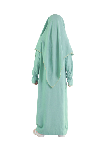 Ensemble abaya khimar 4-16  ans vert d'eau