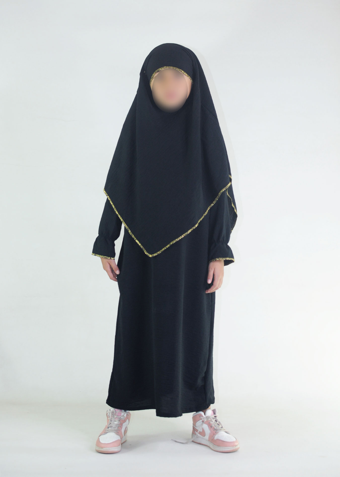 Ensemble abaya khimar 4-16  ans noir