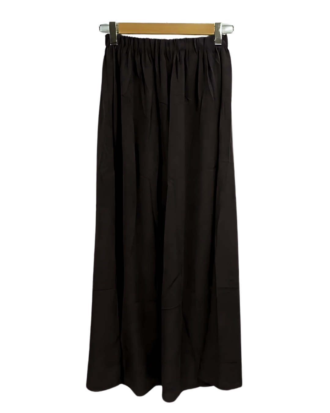 Jupe longue noire évasée en microfibre