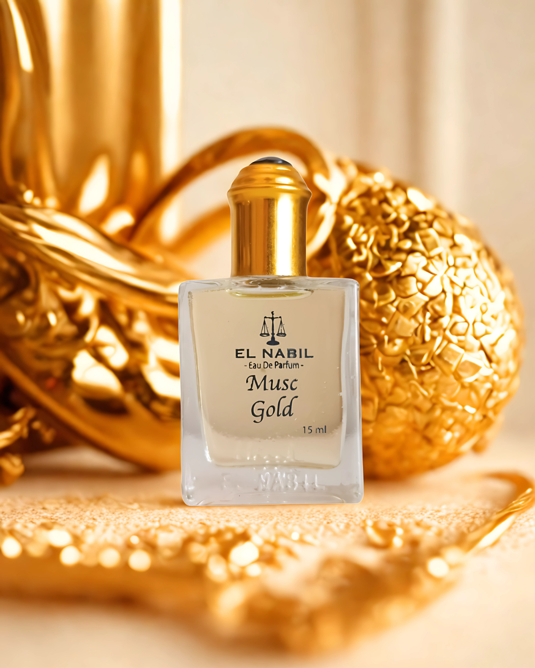 ✨ Musc Gold 15ml – El Nabil | Parfum mixte sans alcool | Élégance orientale & éclat doré