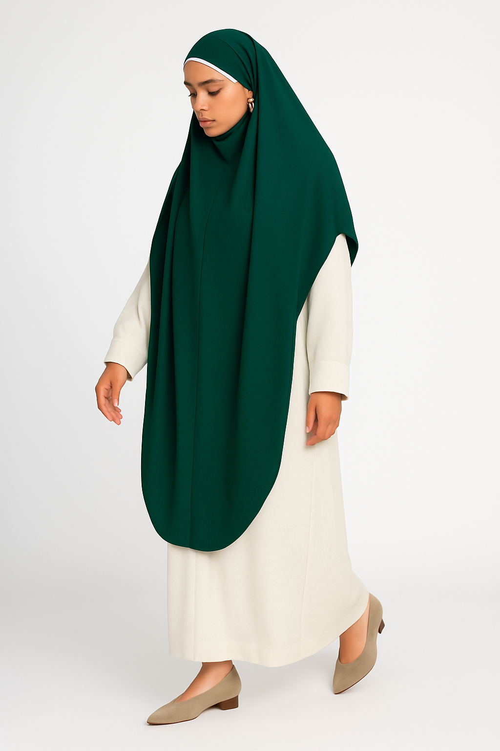 Khimar maxi long - soie de médine arrondis / Ref IO
