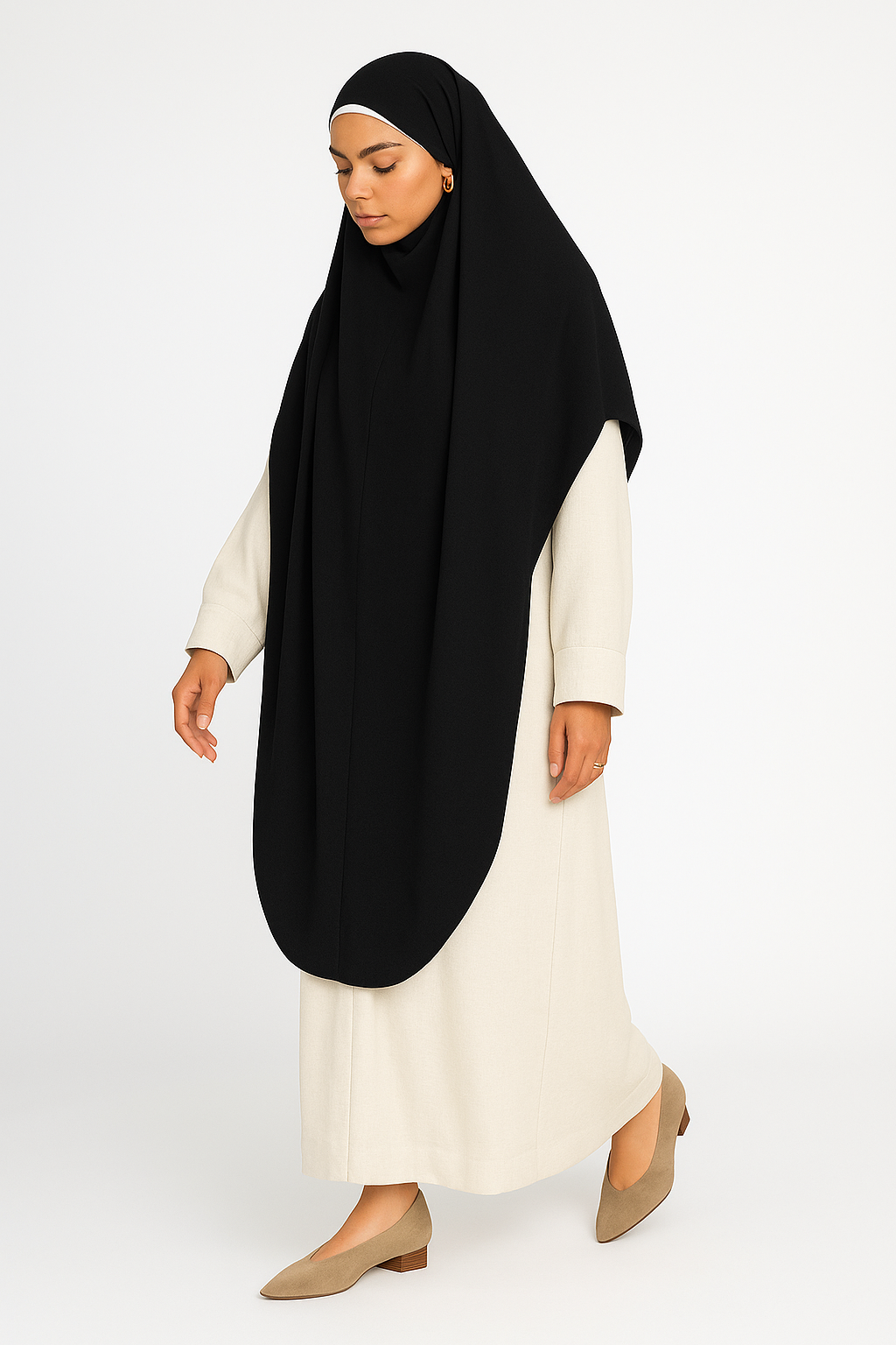 Khimar maxi long - soie de médine arrondis / Ref IO