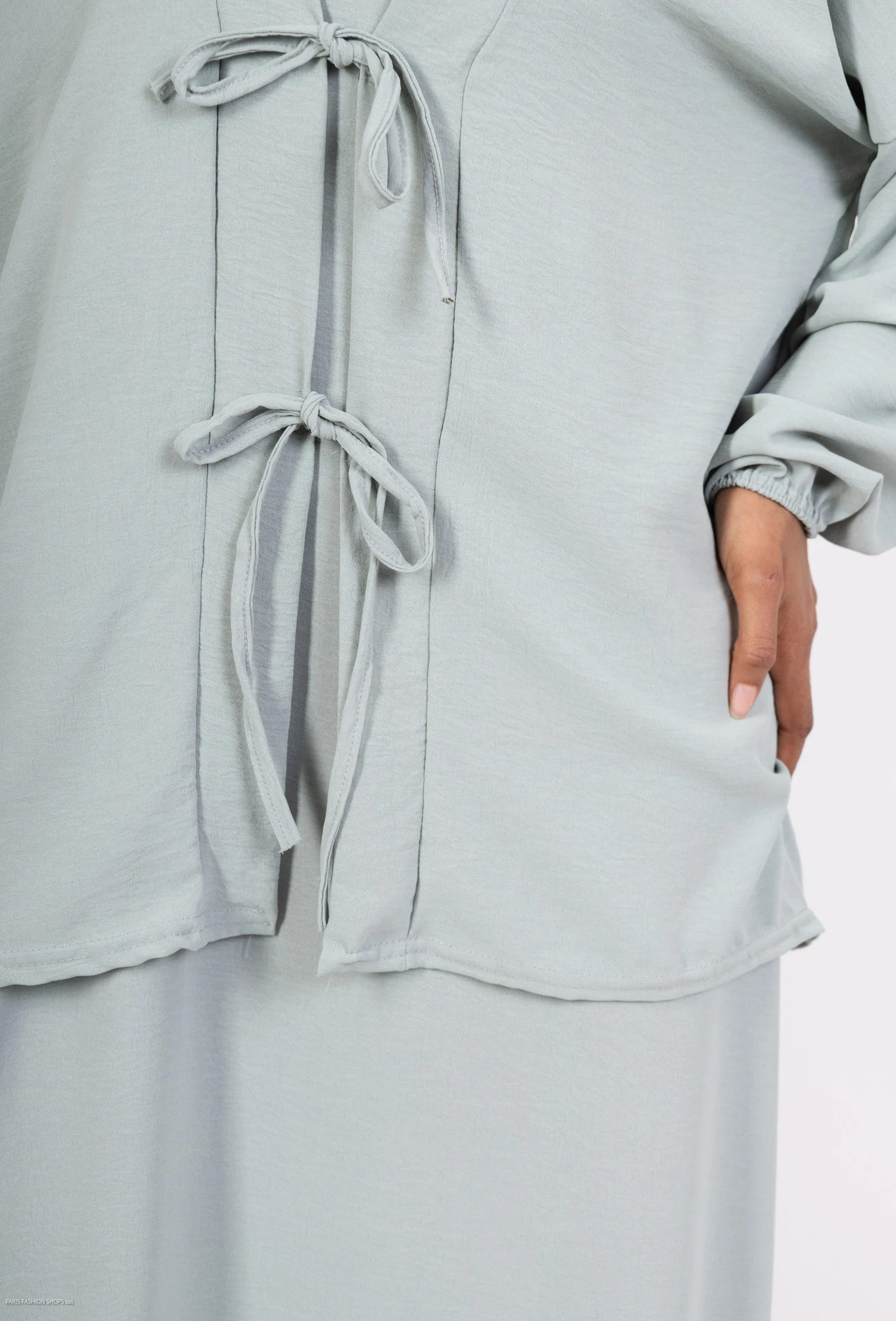 🌿 Ensemble hijab 2 pièces robe abaya en tissu jazz – mode pudique élégante au Maroc