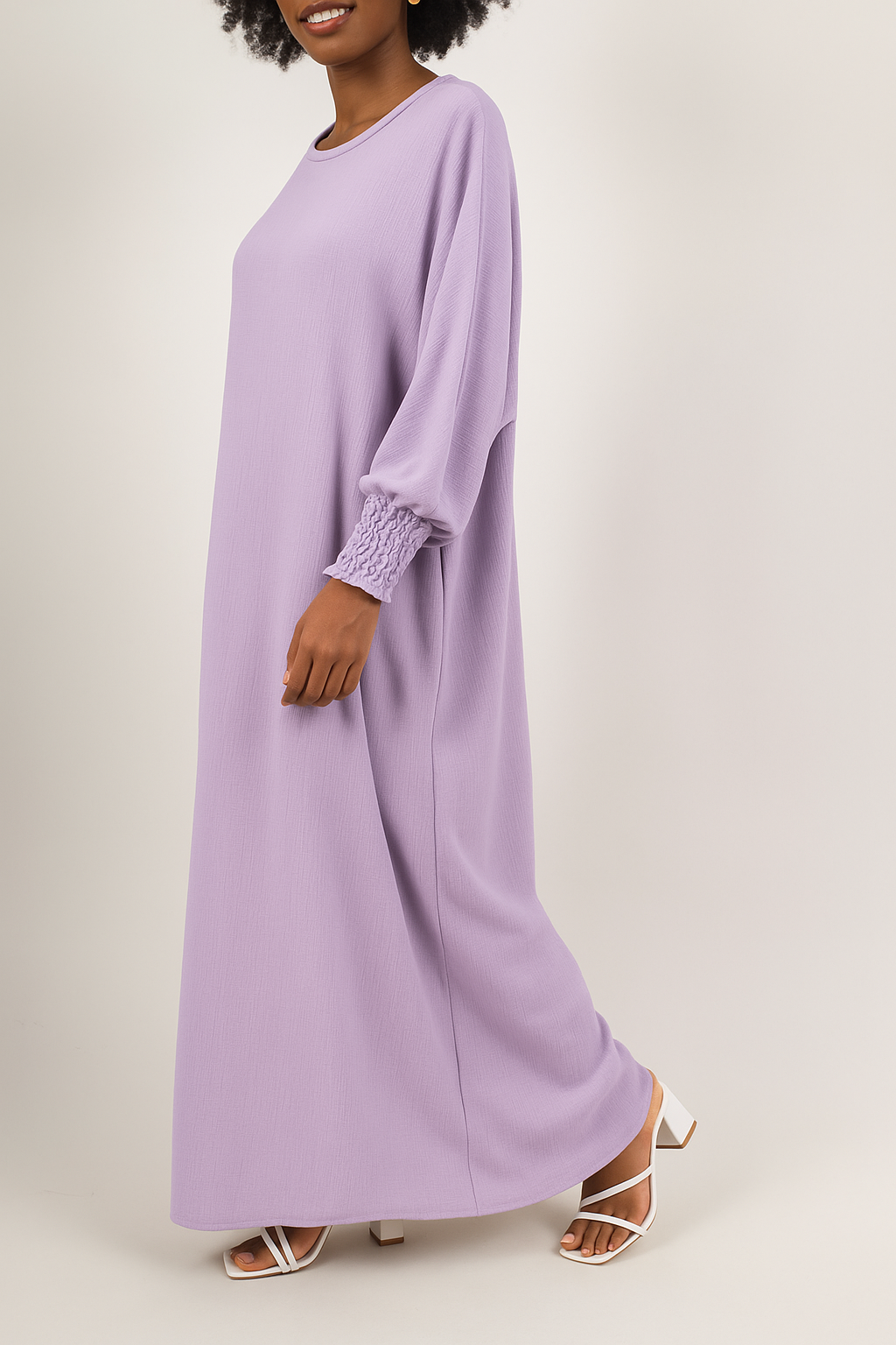 Abaya manches smockées en tissu jazz