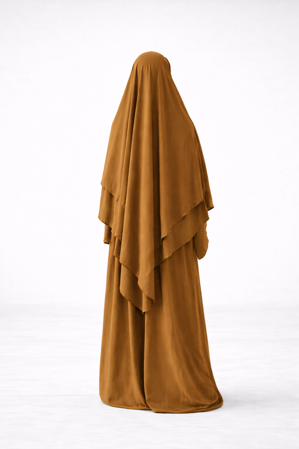 Ensemble Abaya et Khimar 2 voiles - Tissus jazz - Camel