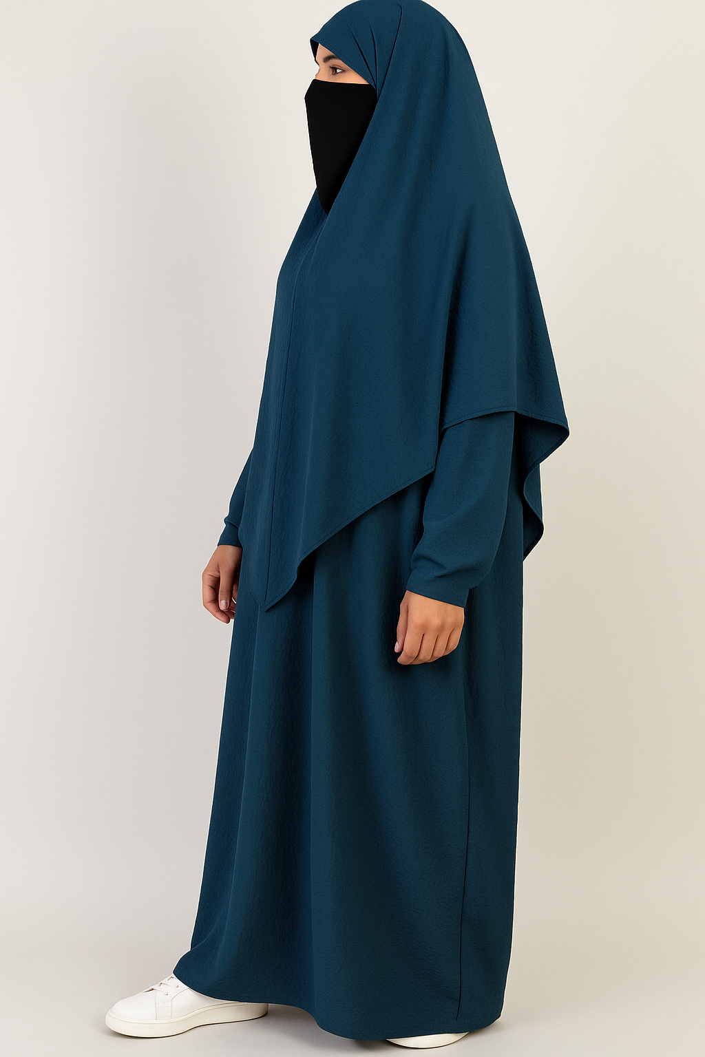  Ensemble abaya et khimar en tissu jazz Basique – Élégance pudique made in Italie | Vêtement mastour Maroc