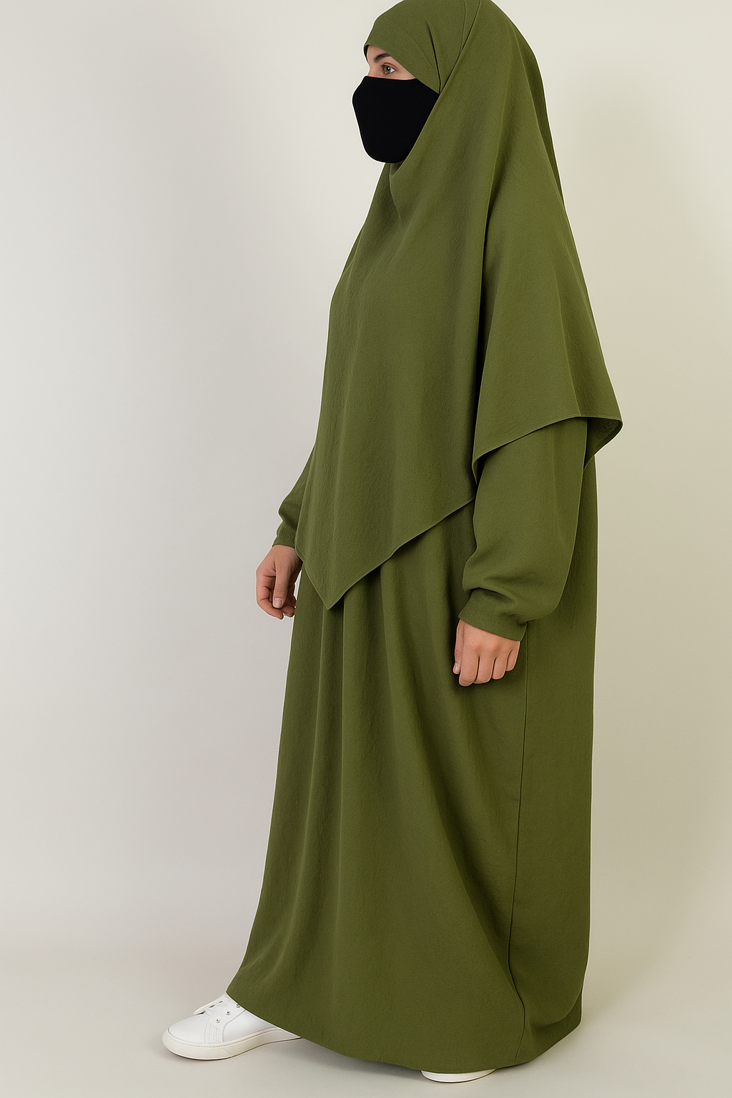  Ensemble abaya et khimar en tissu jazz Basique – Élégance pudique made in Italie | Vêtement mastour Maroc