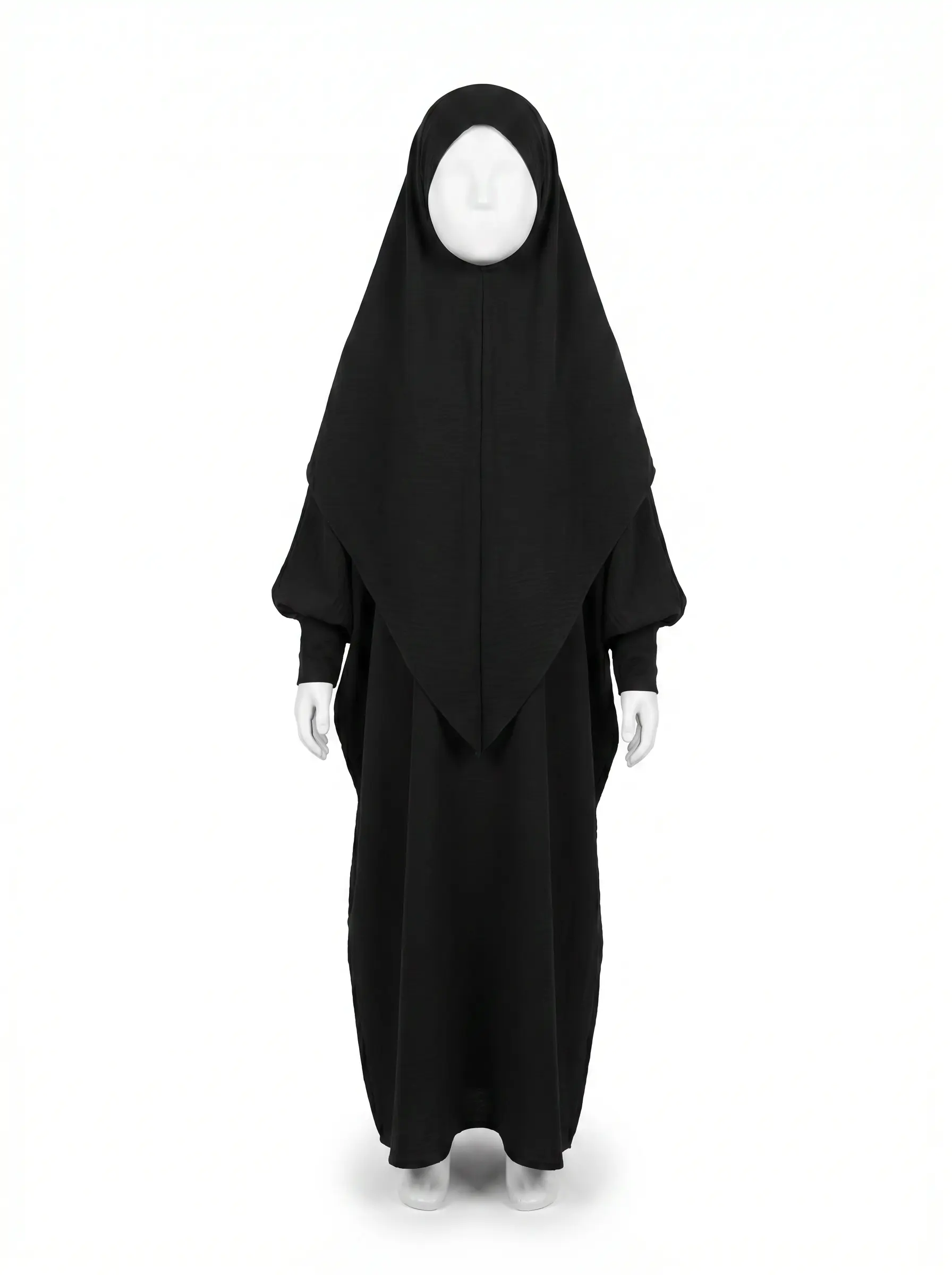 Set Fillette Abaya Papillon et Khimar Mi-Long, Jazz Noir, du 8 au 16 ans