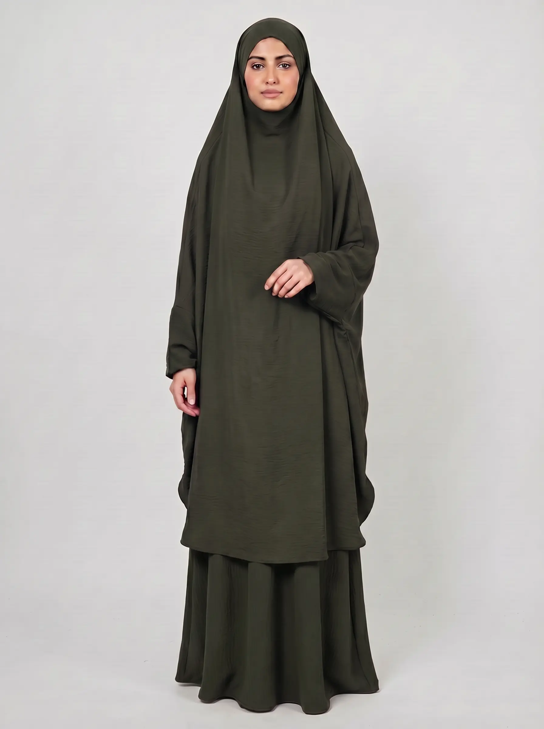 Jilbeb Femme Deux Pièces Jupe — Jazz Crêpe Froissé | Élégance Structurée & Tenue Couvrante