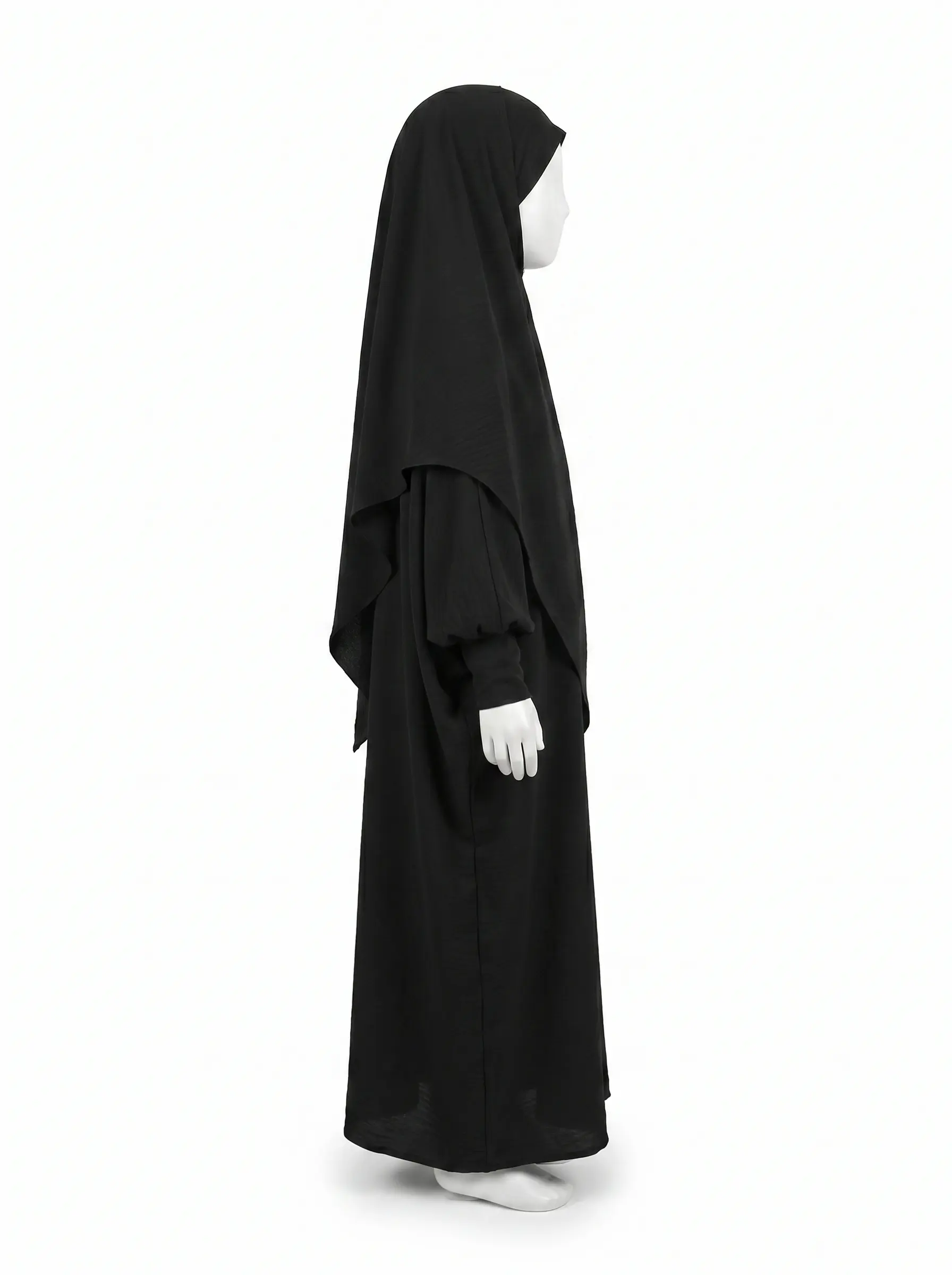 Set Fillette Abaya Papillon et Khimar Mi-Long, Jazz Noir, du 8 au 16 ans