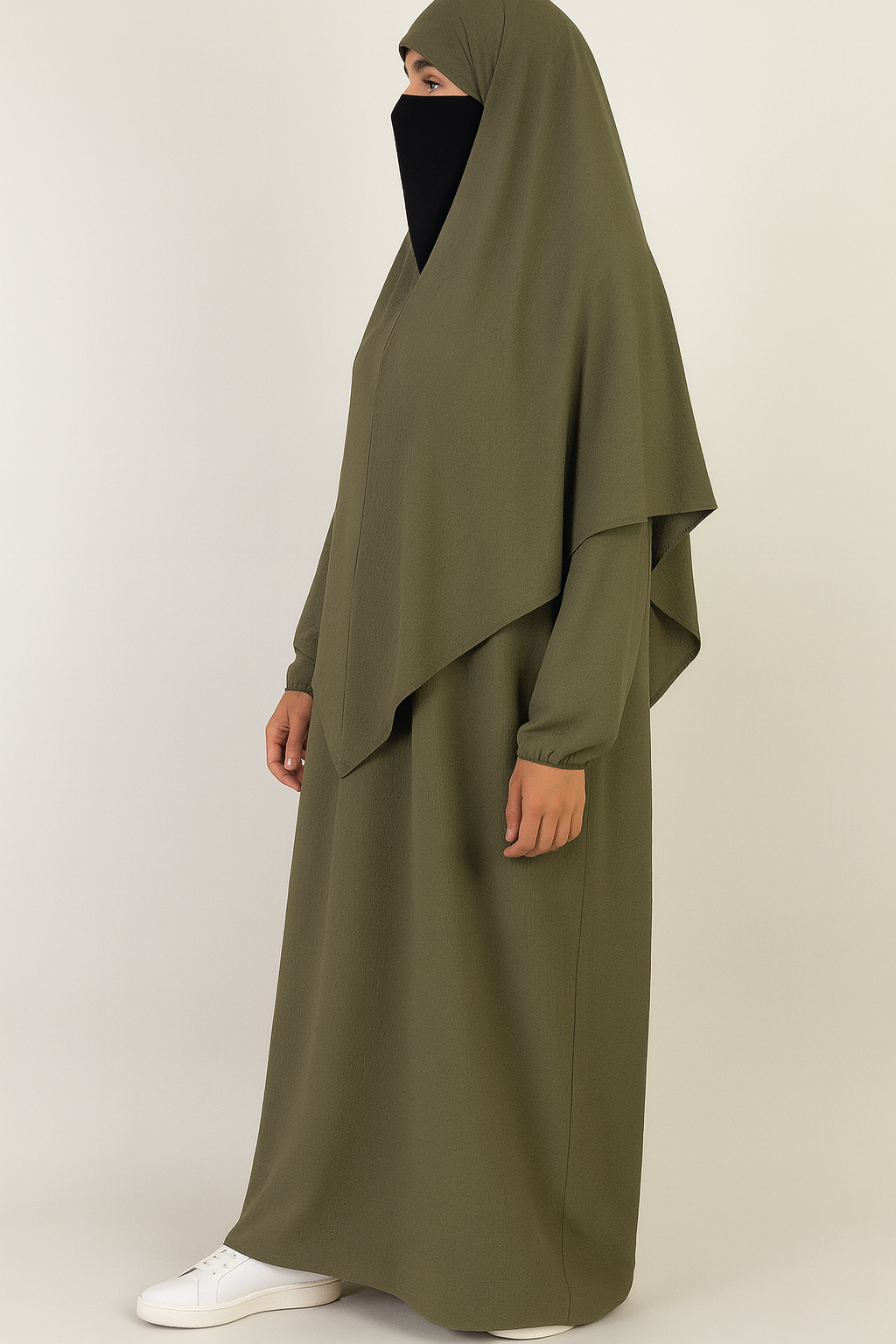  Ensemble abaya et khimar en tissu jazz Basique – Élégance pudique made in Italie | Vêtement mastour Maroc