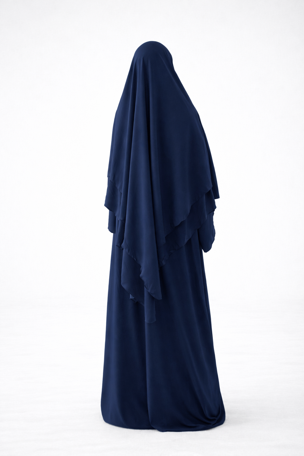 Ensemble Abaya et Khimar 2 voiles - Tissus jazz - Bleu marine