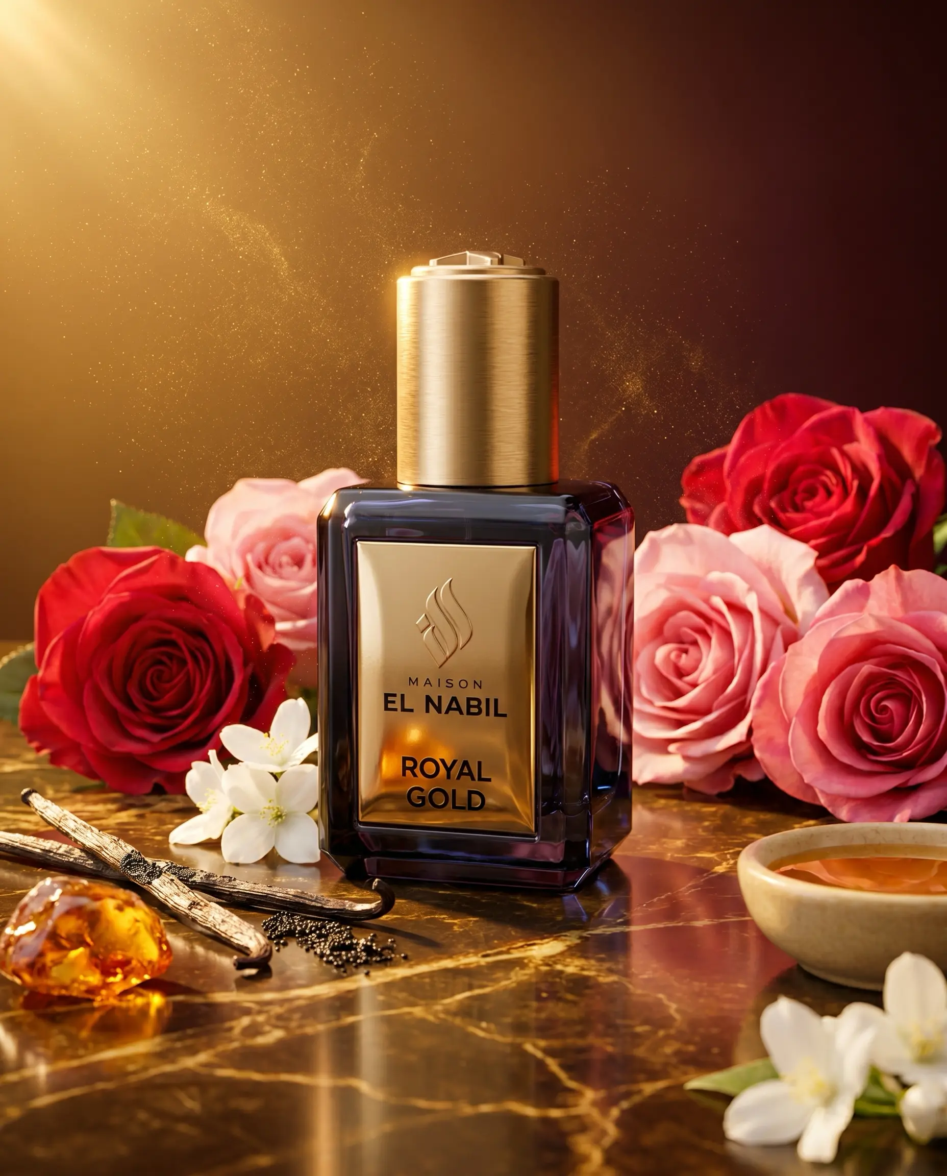 Parfum Musc Royal Gold El Nabil Mixte, Roll-On 5ml Sans Alcool