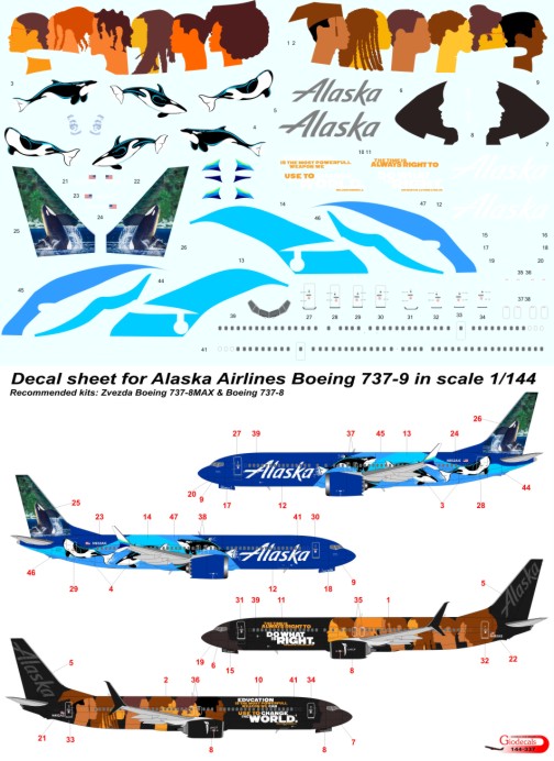  Alaska " Orca " Boeing 737-9MAX & Alaska " Our Commitment " Boeing 737-900ER