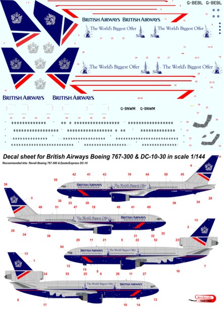 British Airways " Landor " DC-10-30 & Boeing 767-300 in scale 1/144