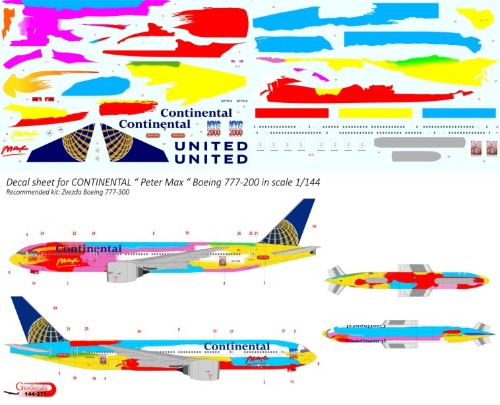 Continental / United " peter max " Boeing 777-200